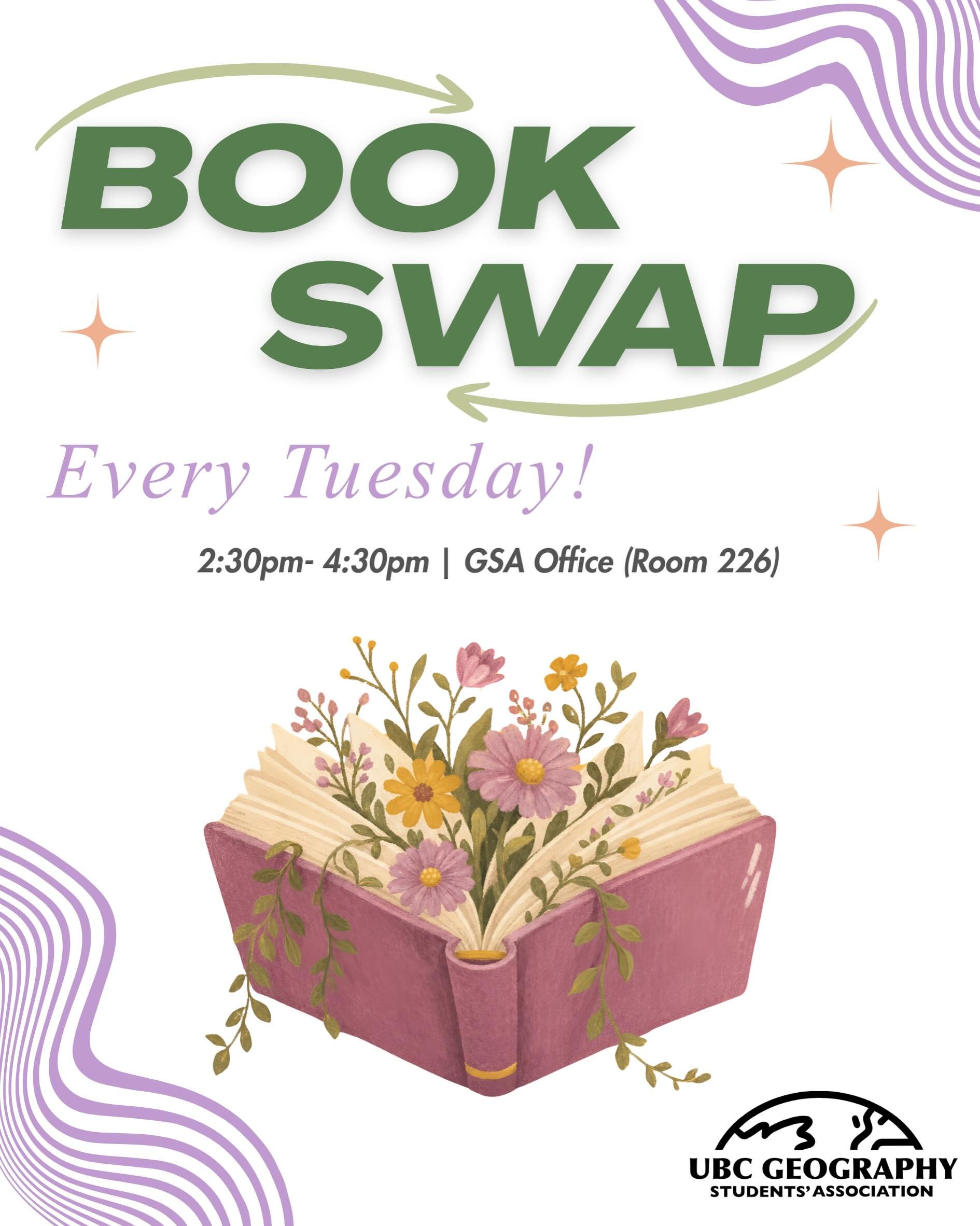Introducing&hellip;.. geography book swap! Bring in a book you want to donate and receive a token, which can be used to get one new book. Books can be fiction, non fiction, or textbooks. 
&bull;
&bull;
&bull;
📍Where: GSA office (Room 226, Geography 