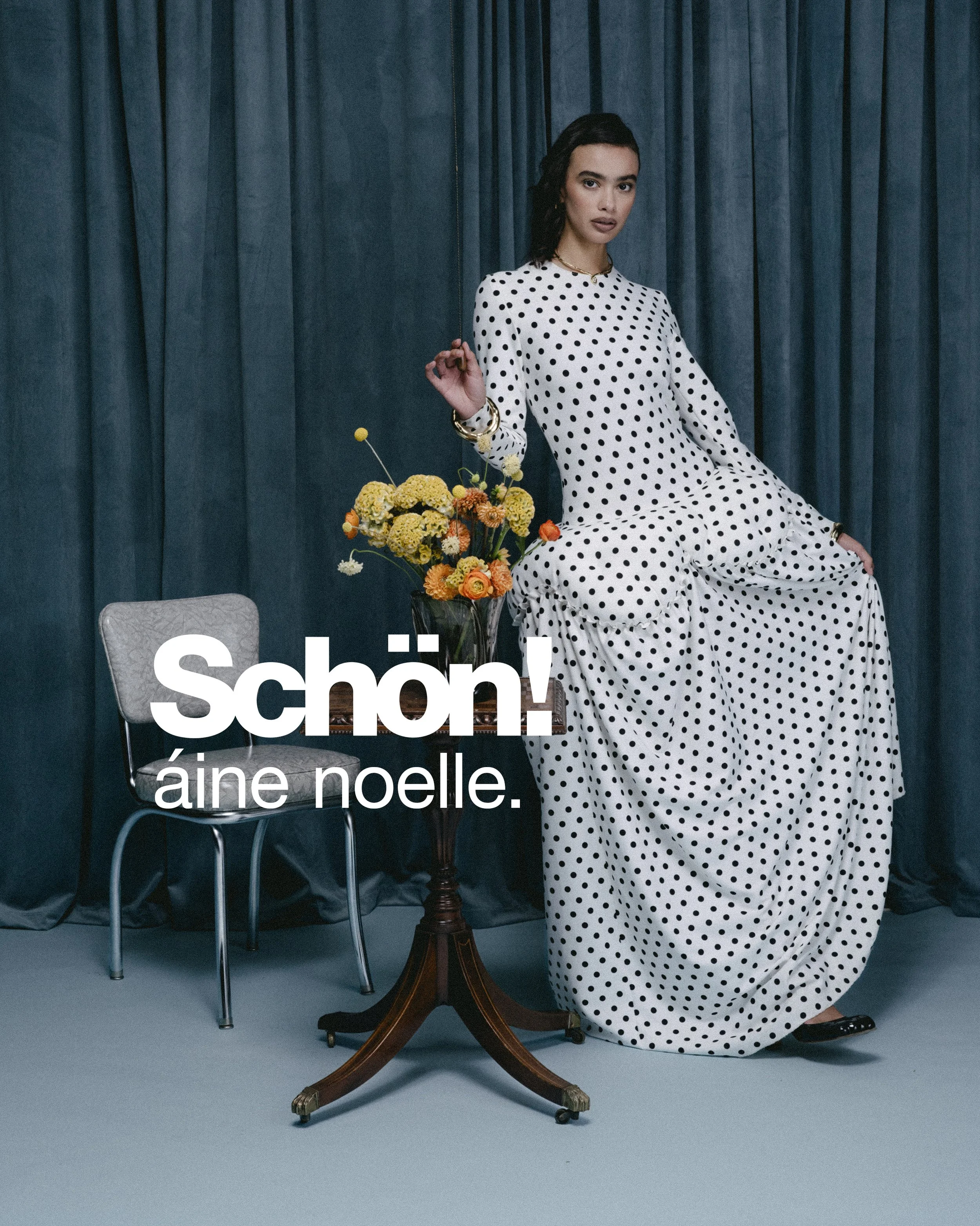 Schön! "bleu gâteau" with 'Stower Polka Dot Hip Pad Dress' 