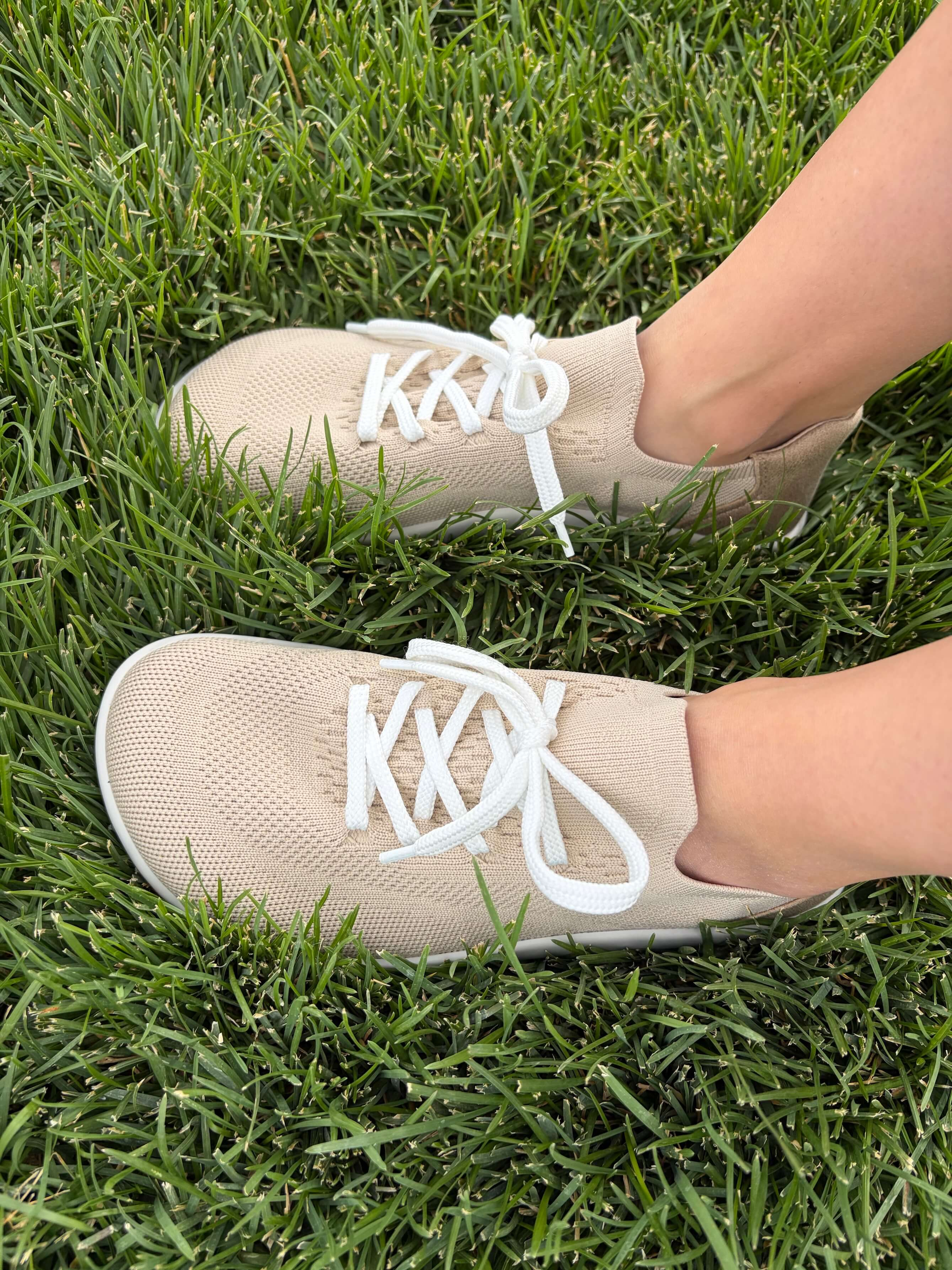 woman wearing Ahinsa Softy Barefoot Knit Sneakers