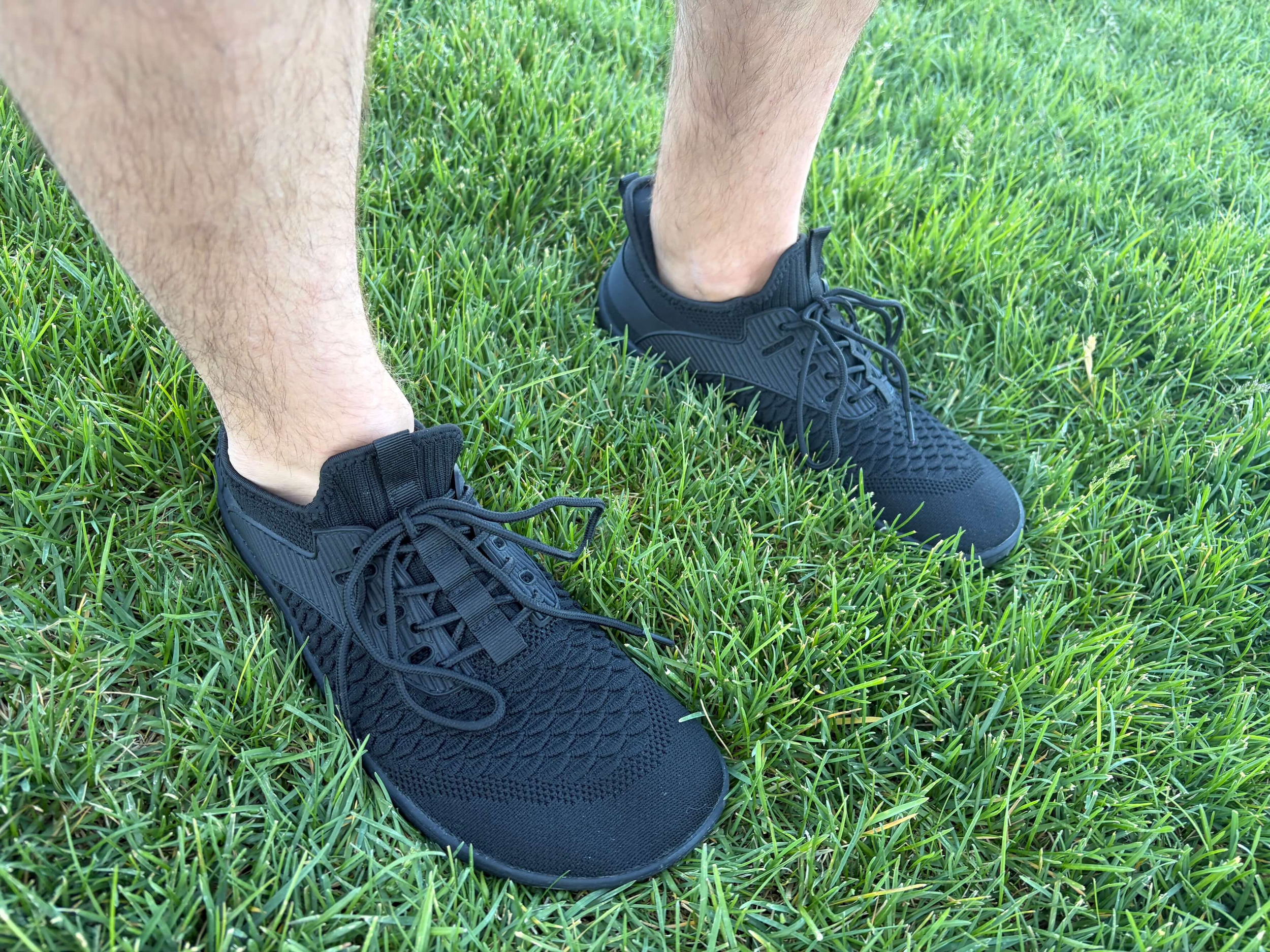 man wearing saguaro GO I barefoot shoes