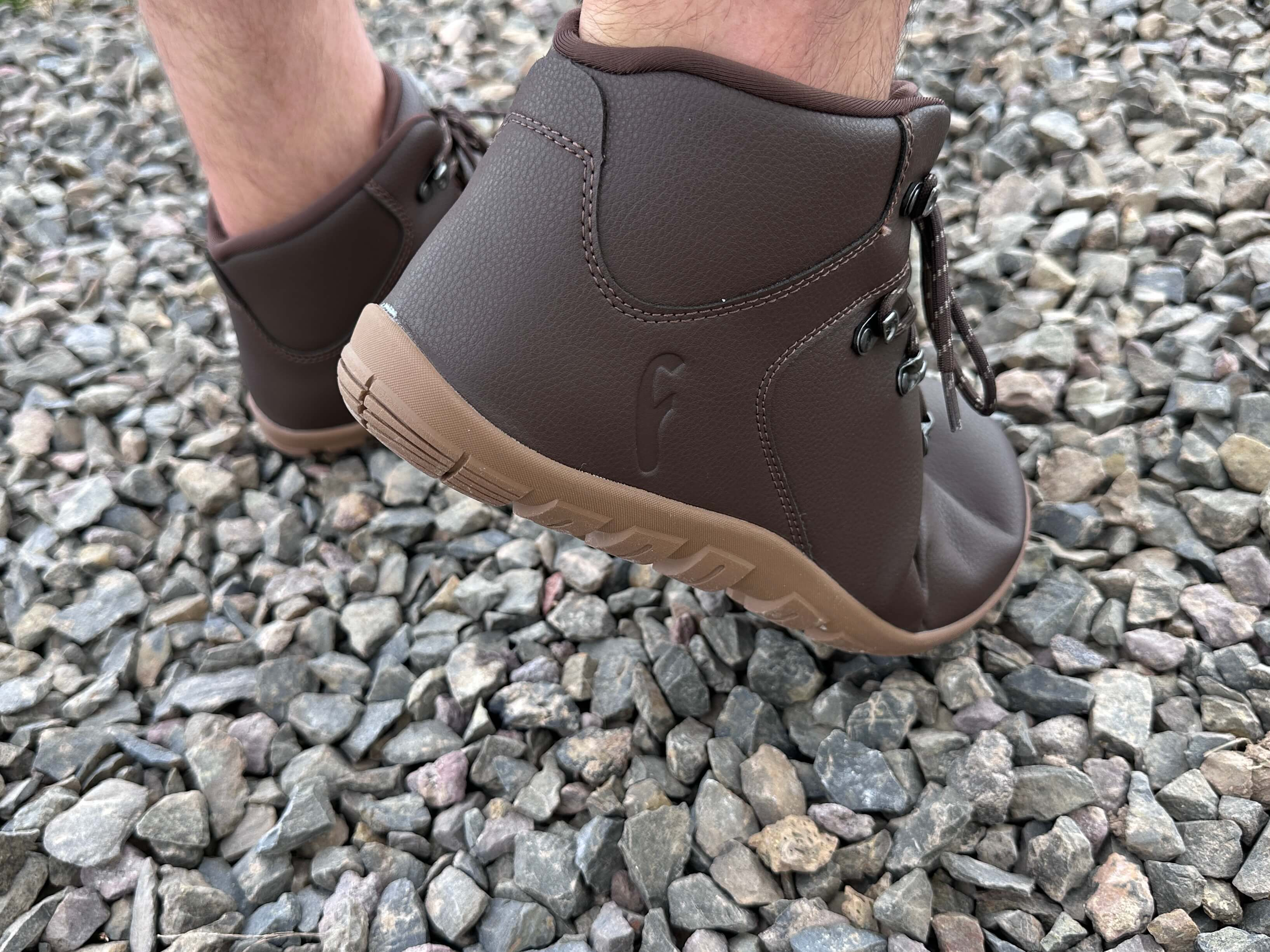 man wearing Freet Barefoot Mudee 2 hiking boots