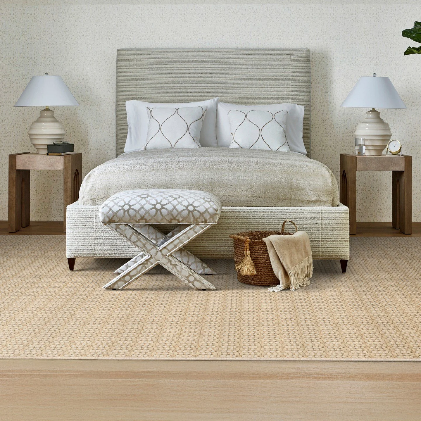 Newcastle is a refined blend of natural fibers and high-quality wool, evoking the timeless allure of places famed for their ivory. Its variation on a classic basket weave texture creates a luxurious lofty flatweave with a hint of sisal for added dept