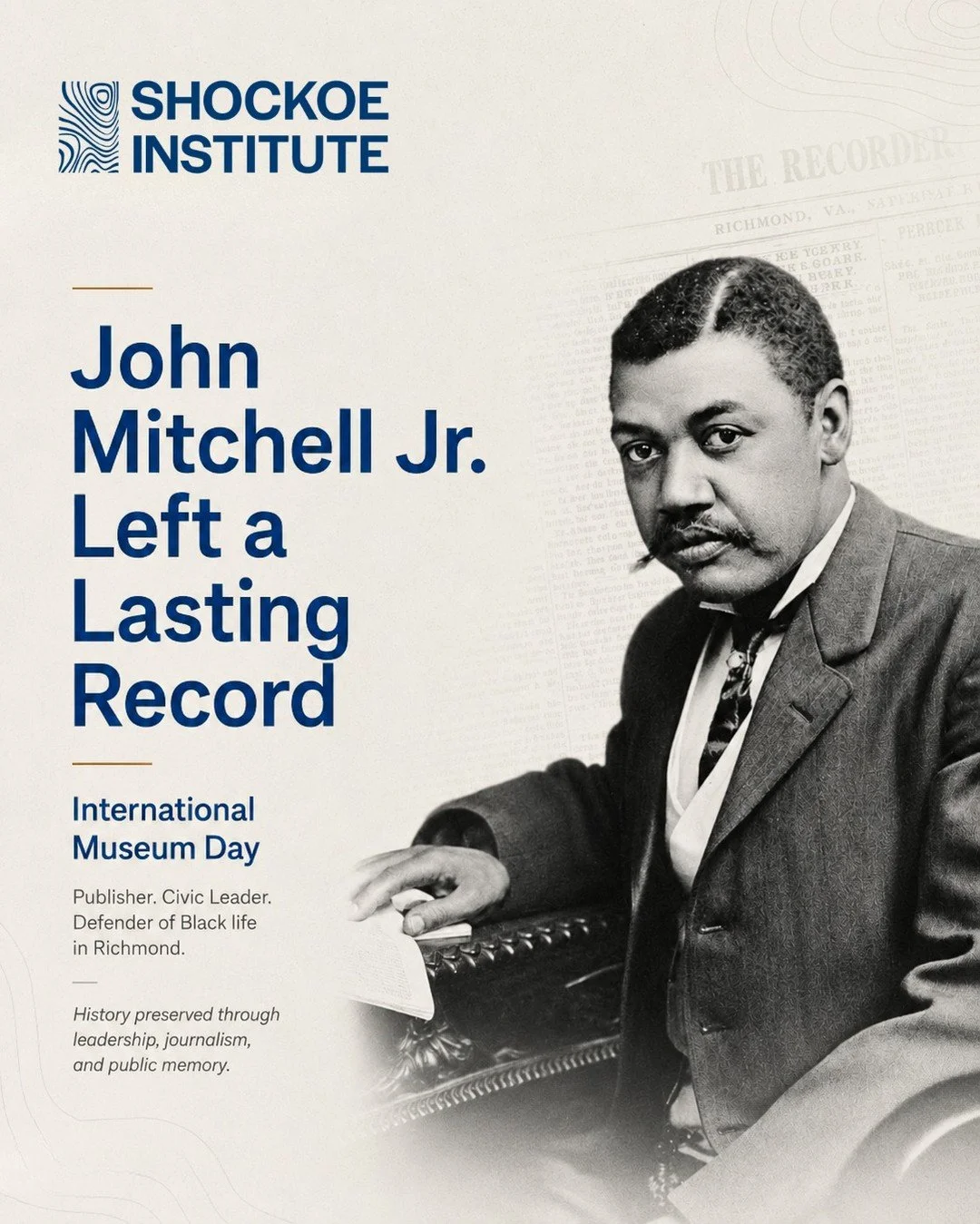 Today is International Museum Day, organized by @icomofficiel , and recognizes the role cultural institutions play in preserving, interpreting, and sharing history.

The Shockoe Institute is not a museum alone. It is a think tank, an arts organizatio