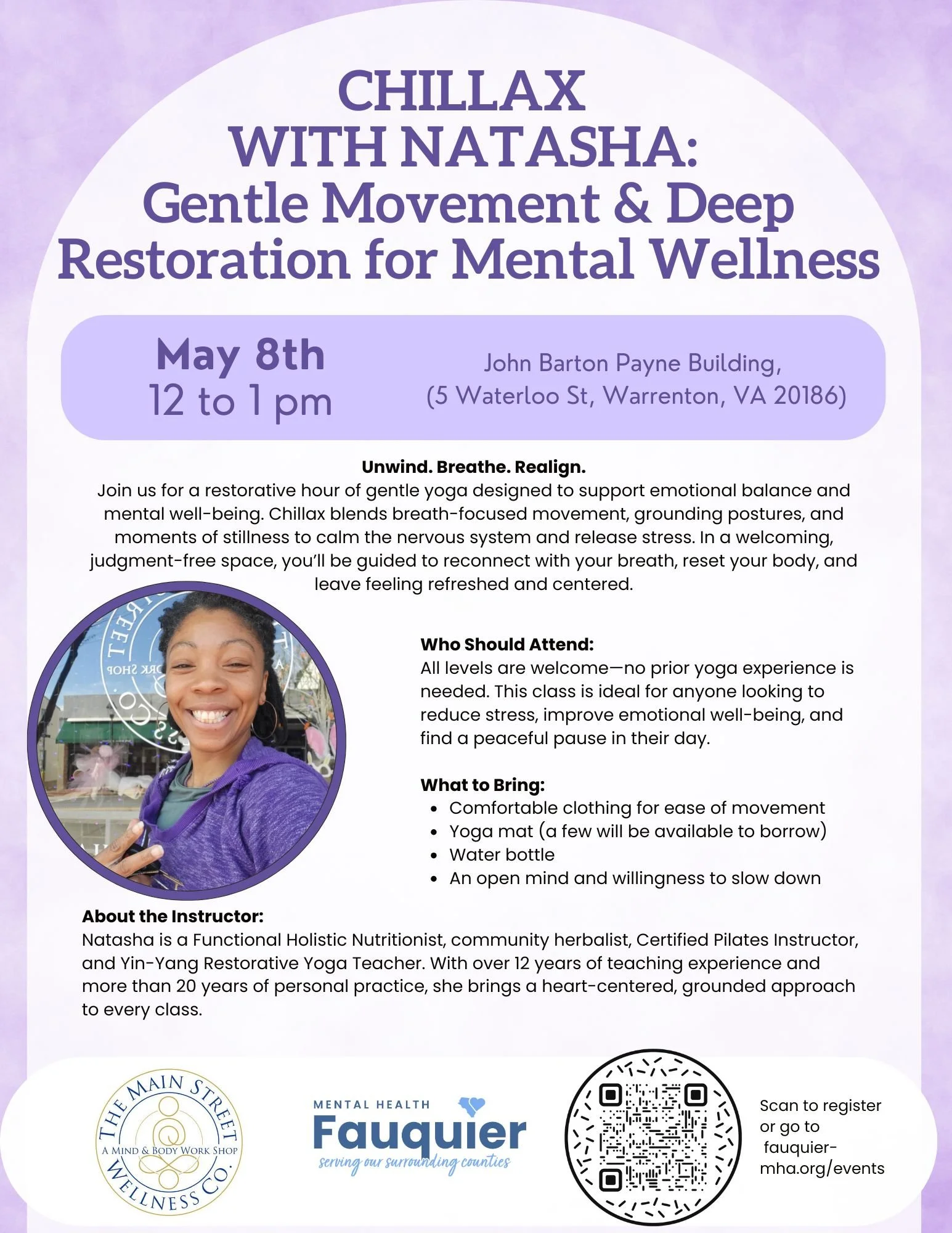 Chillax with Natasha: Gentle Movement & Deep Restoration for Mental Wellness (Lunch & Learn)