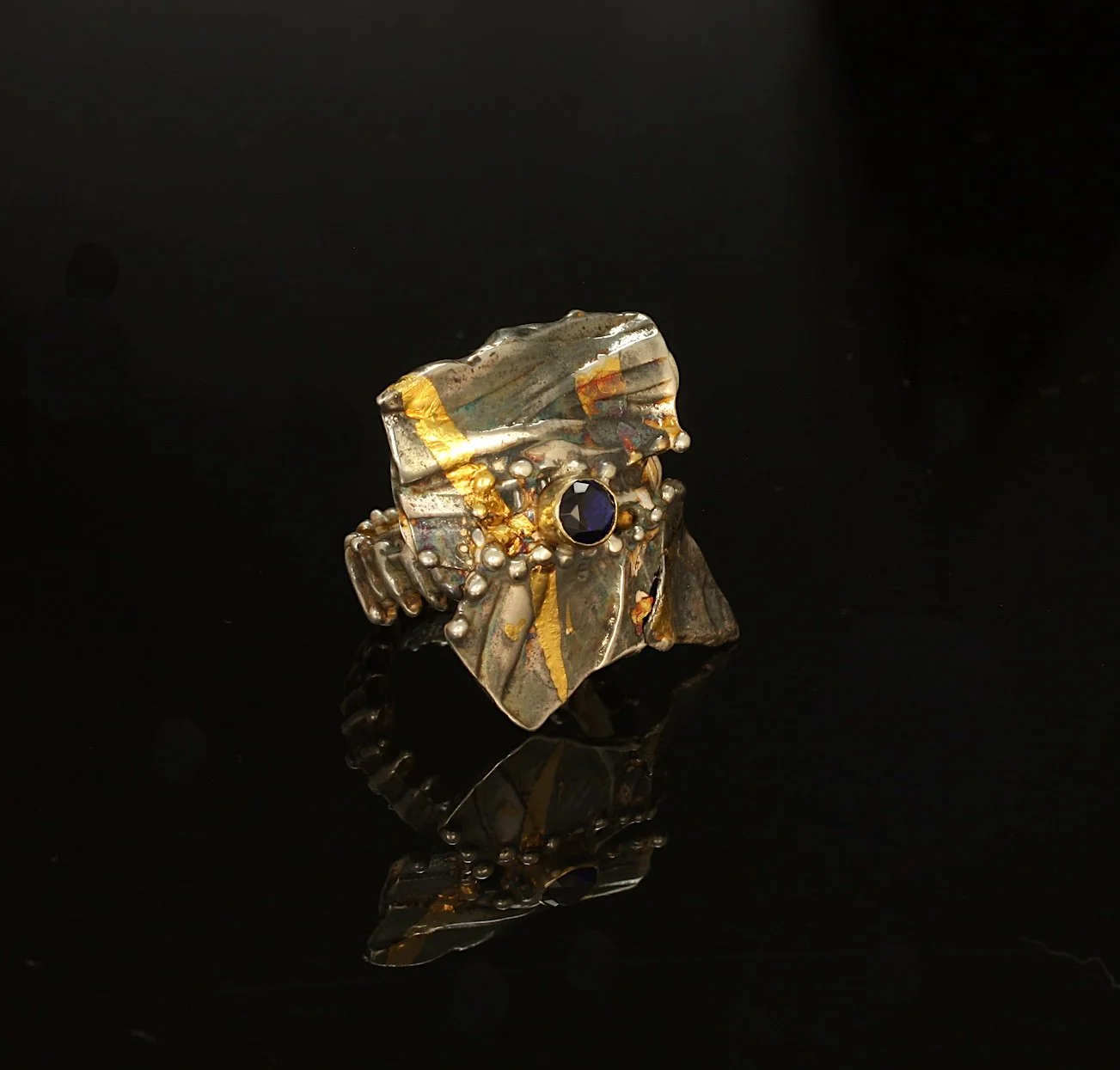 Sea Foliage Cocktail Ring. Sterling Silver, 14k Gold, Kuem-boo. Sapphire. $425. 2025