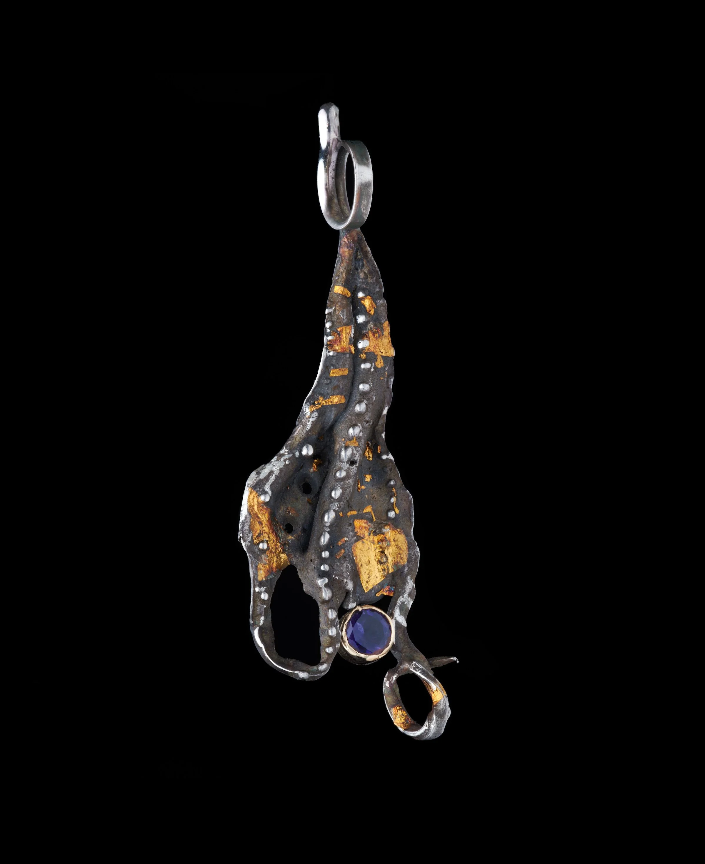 Tidal Pool Pendant. Sterling Silver, 14k Gold, Kuem-boo. Iolite. $800. 2025