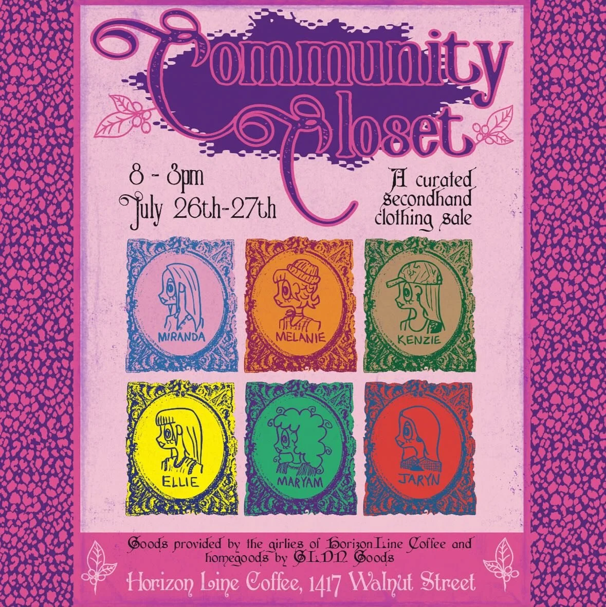 Fun commission for my friends over at @horizonlinecoffee ! Had so much fun drawing and designing this!😊 They are doing a fun little pop up vintage clothes and homegoods sale! 

July 26th-27th from 8am to 3pm!

#design