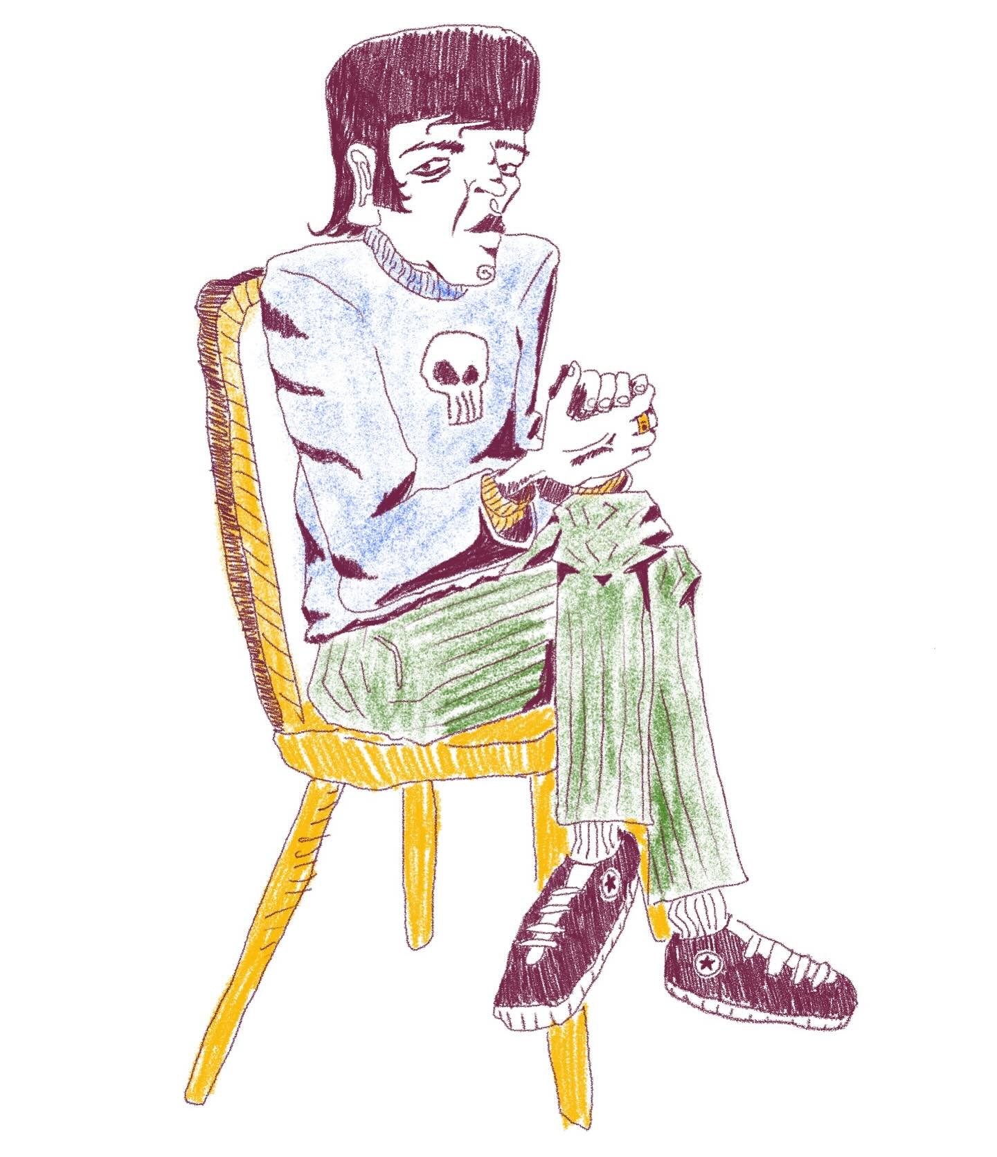 Drawing from last night of dude in chair🪑