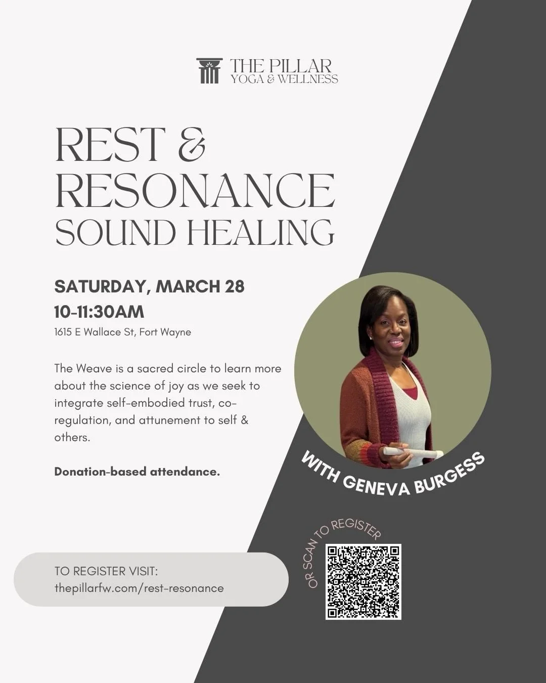 Sometimes the most powerful thing you can do&hellip; is pause.
Join us this Saturday at 10 AM for Rest &amp; Resonance: Sound Healing with Geneva &mdash; a space to slow down, soften, and let your nervous system reset.

Through sound, stillness, and 