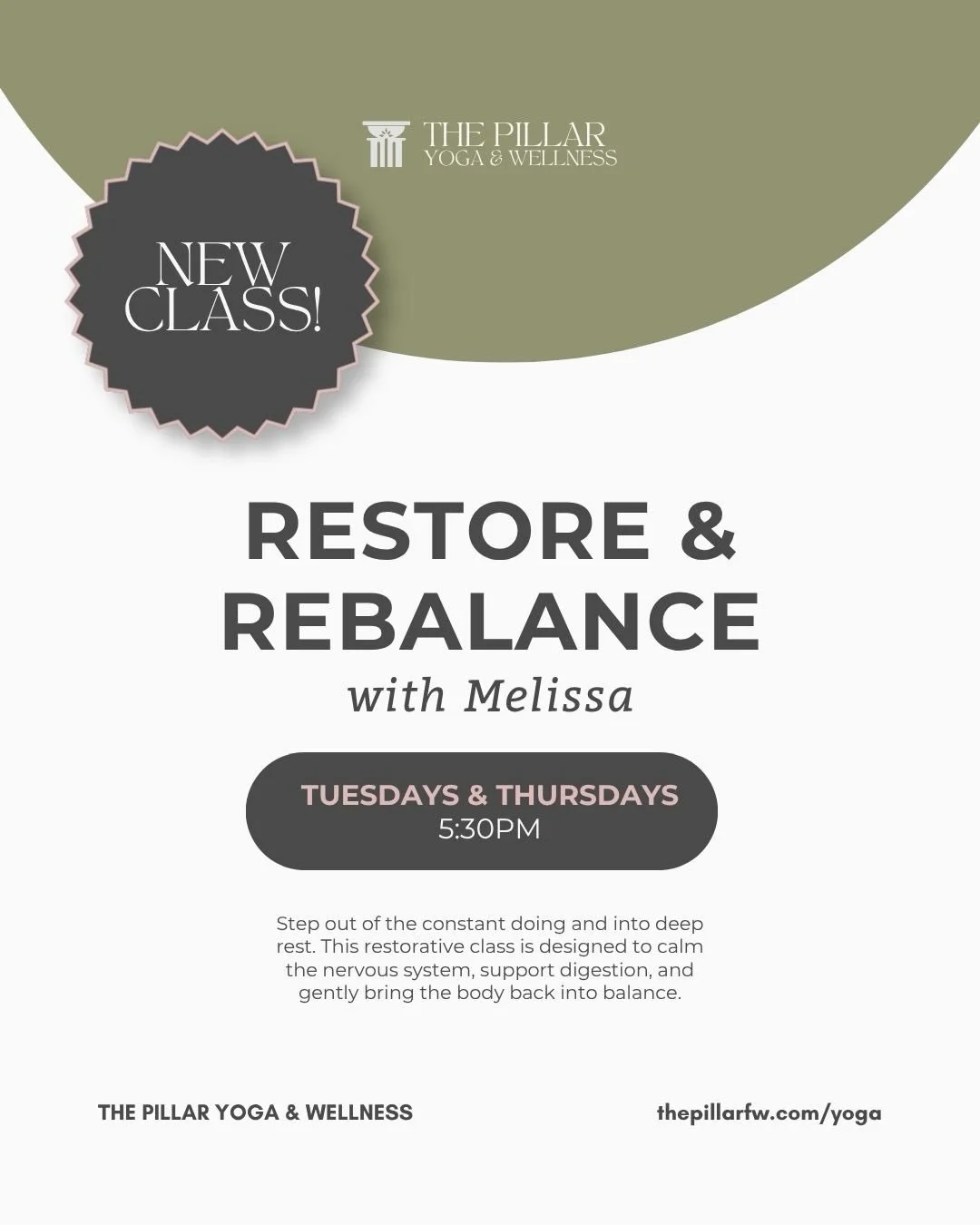 We&rsquo;re so excited to welcome a new teacher to The Pillar 🤍
Melissa Moore will be joining our community starting this Tuesday, offering classes on Tuesdays and every other Thursday.

Melissa is a 500 RYT and Ayurveda Health Counselor who weaves 