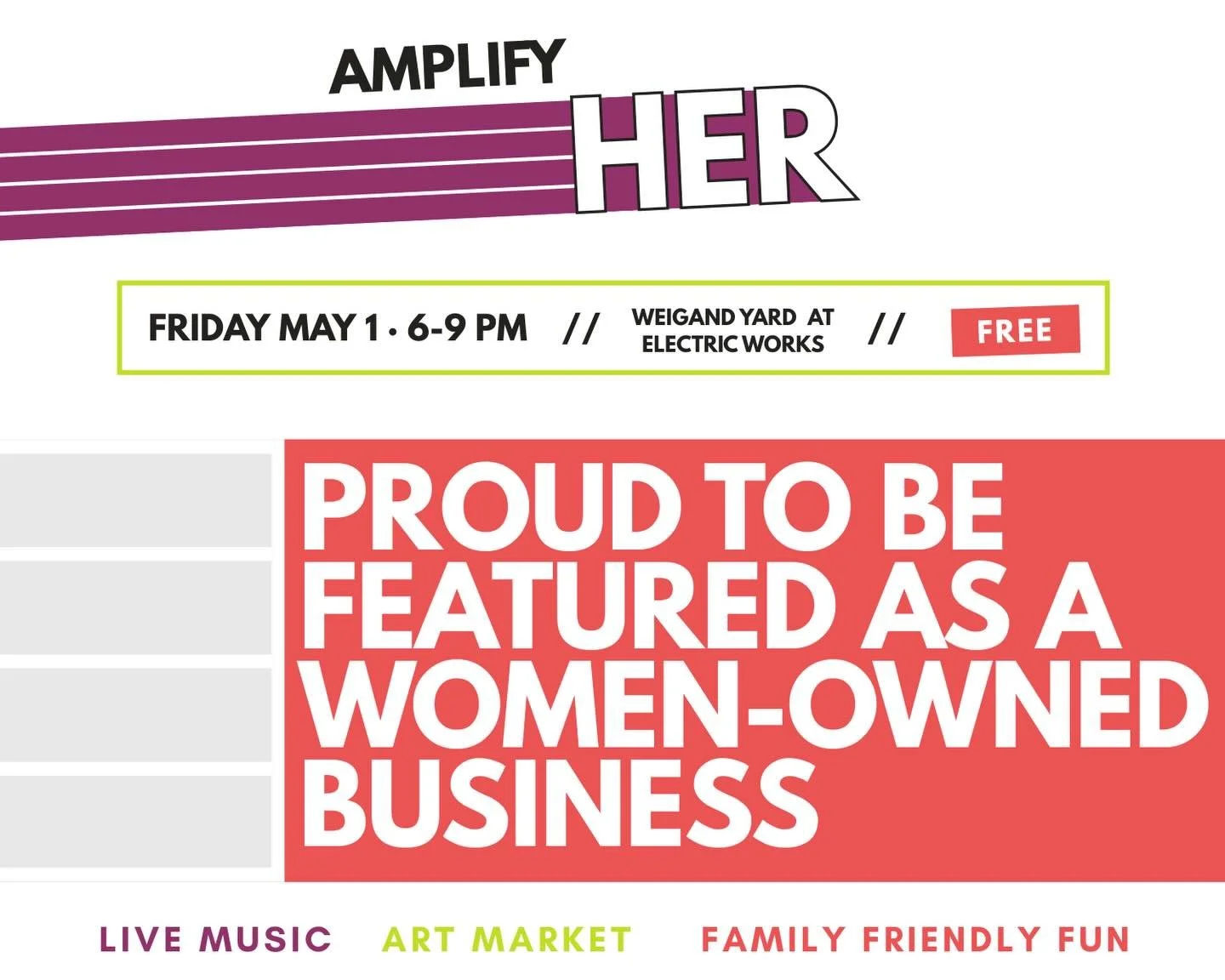 I&rsquo;m honored to share that The Pillar Yoga &amp; Wellness will be featured at AmplifyHER this Friday 🤍

Come celebrate women-owned businesses, enjoy live music + local vendors, and connect with the community.

🗓 Friday | 6&ndash;9 PM
📍 Electr