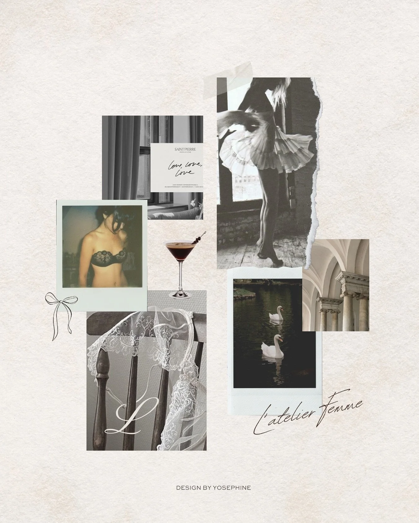 Visual moodboard for a vintage intimates brand &mdash; for the sentimental girls 🦢