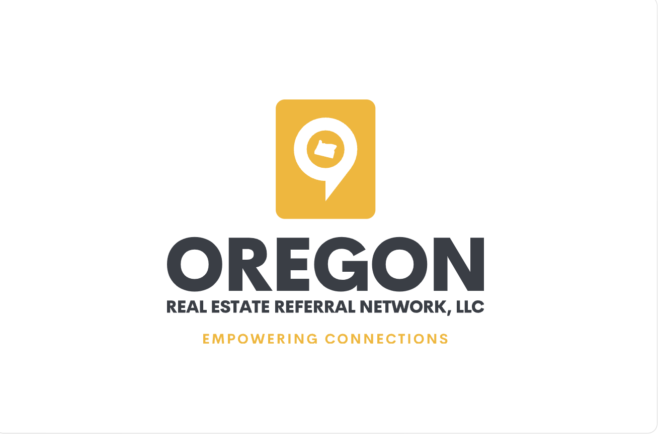 Logo for Oregon Real Estate Referral Network, LLC, featuring a yellow speech bubble with a house icon inside, with the tagline "Empowering Connections" underneath.