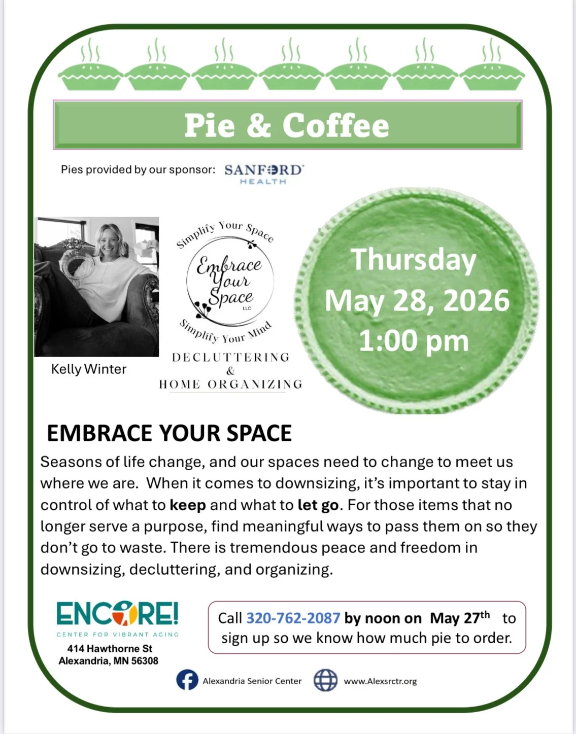Encore ~ Center For Vibrant Aging Thursday May 28th 1p