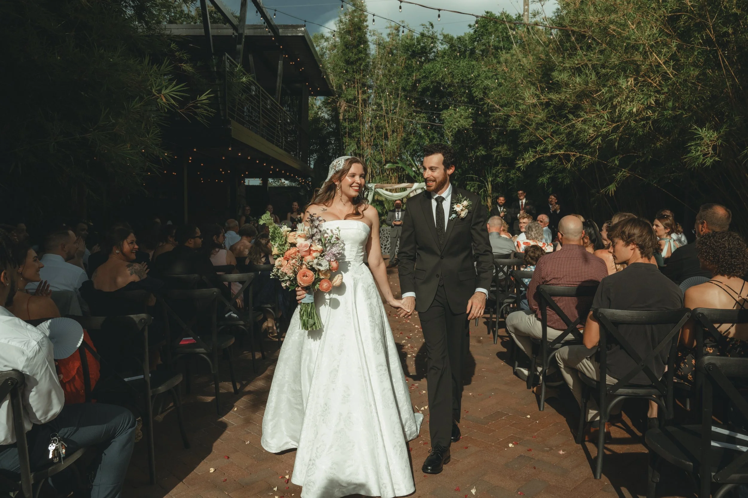 Wedding Photo of couple walking down the aisle