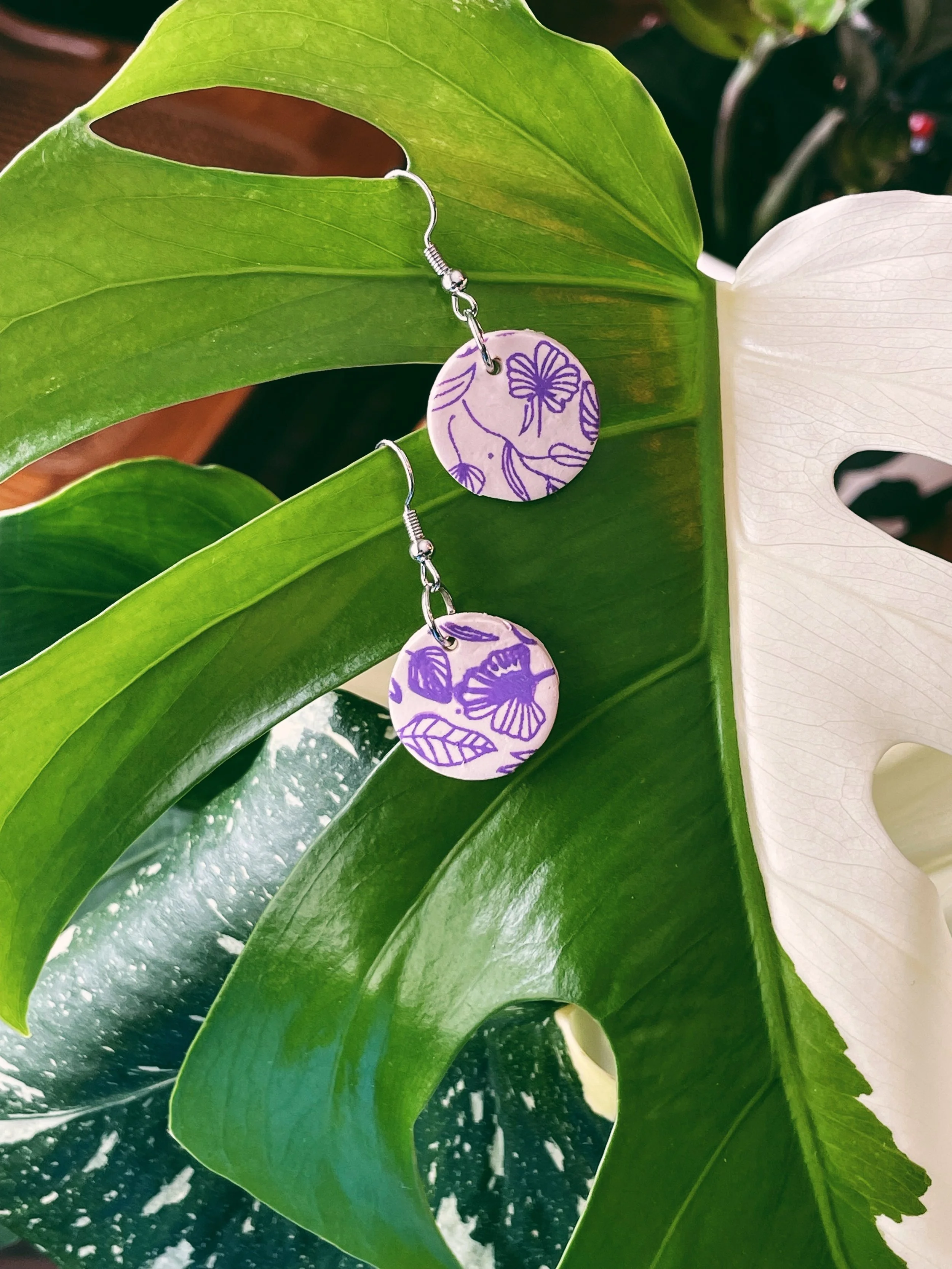 Bold Purple Botanical Earring Collection