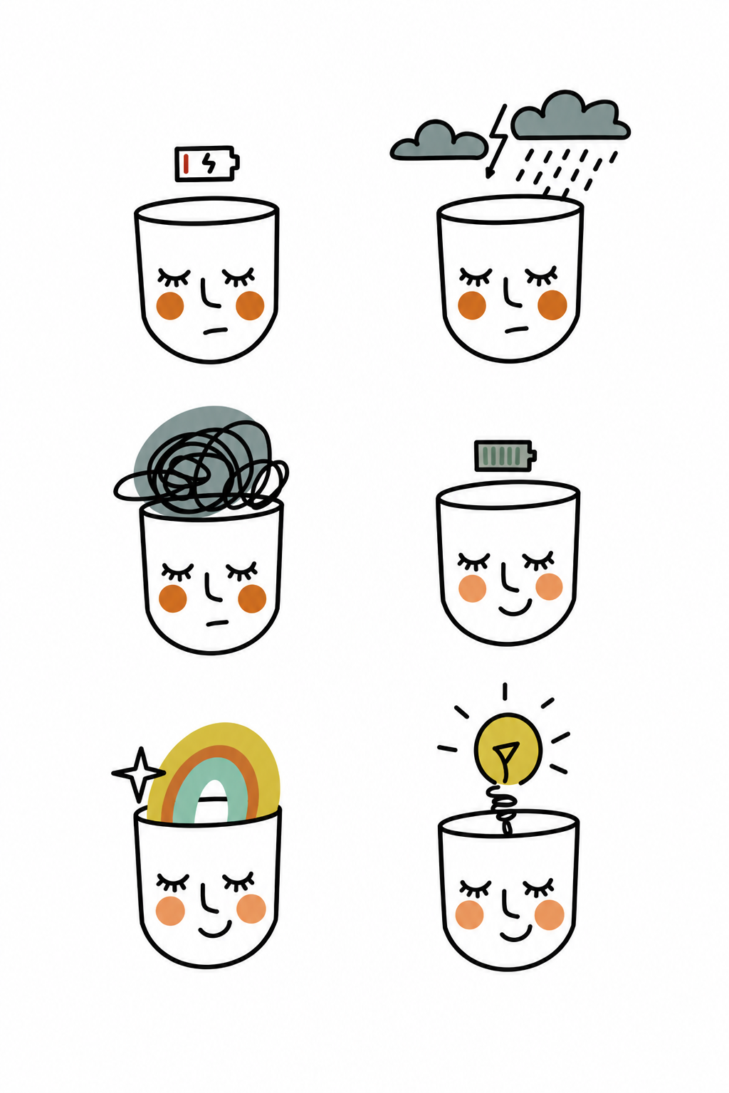 cups featuring different moods and energyt