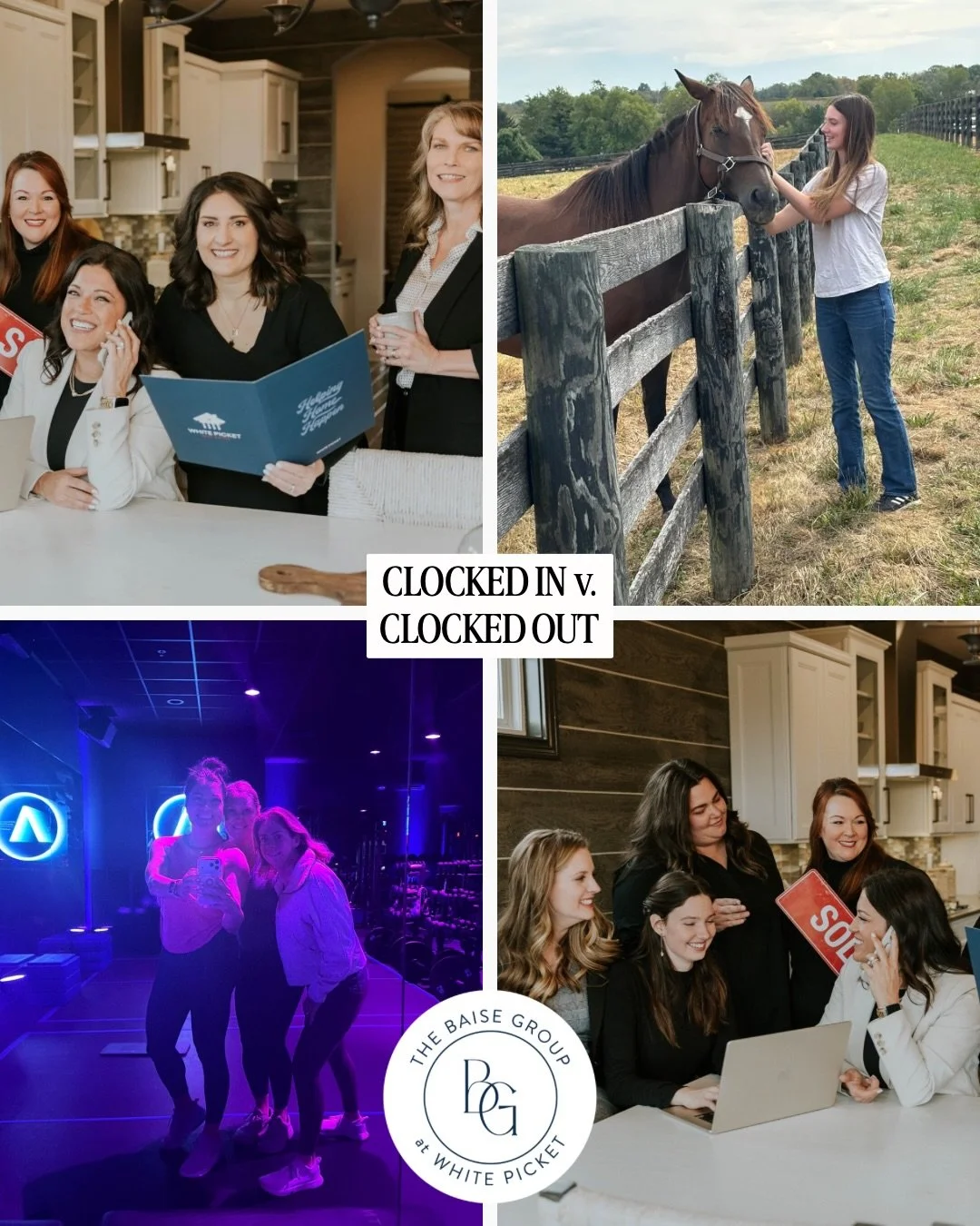 ⏰ CLOCKED IN vs. CLOCKED OUT ⏰

When we&rsquo;re clocked in at The Baise Group, we&rsquo;re:
🏡 Touring homes with our clients
📲 Answering calls and negotiating deals
📸 Marketing our listings
📑 Writing contracts
☕ Running on coffee and deadlines
?