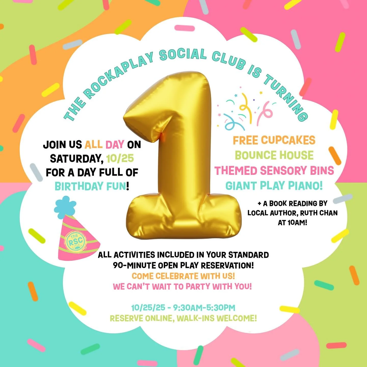Can ya believe it?!! It's almost our birthday and we want to celebrate with you!
Join us on 10/25 for a day full of specials - all included in your standard reservation! 🥳🎁🎂🎈💖