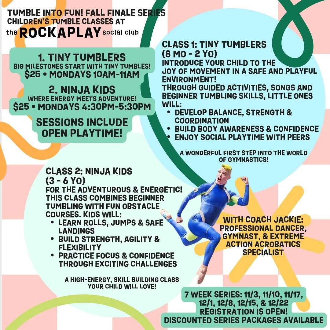 🌟 They&rsquo;re BACK! 🌟
Hey Happy Hoppers - Coach Jackie&rsquo;s Tiny Tumblers &amp; Ninja Kids return Nov 3 for a 7-week fall finale series of fun, flips, and fitness! 🤸&zwj;♀️💪✨

🎉 Special Deal: Buy 6 classes, get your 7th FREE!
👉 Grab your d