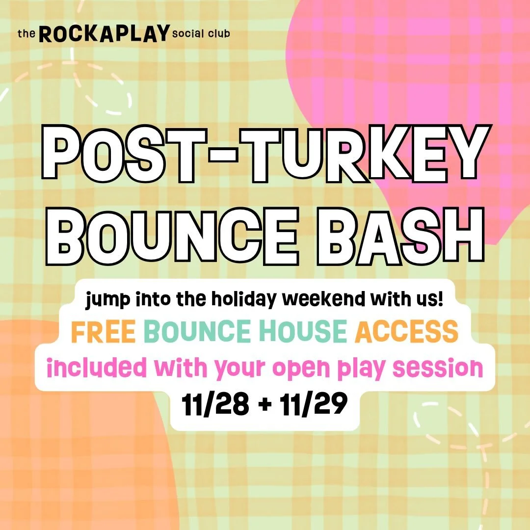 Turkey? ✔️ Pie? ✔️ Extra energy? 🤪 Bring the kiddos to bounce it all off with unlimited fun at our bounce house pop-up special! Free bounce house access included in your 90-minute open play session! 11/28 + 11/29 9:30am-5:30pm 🥳🏰💕