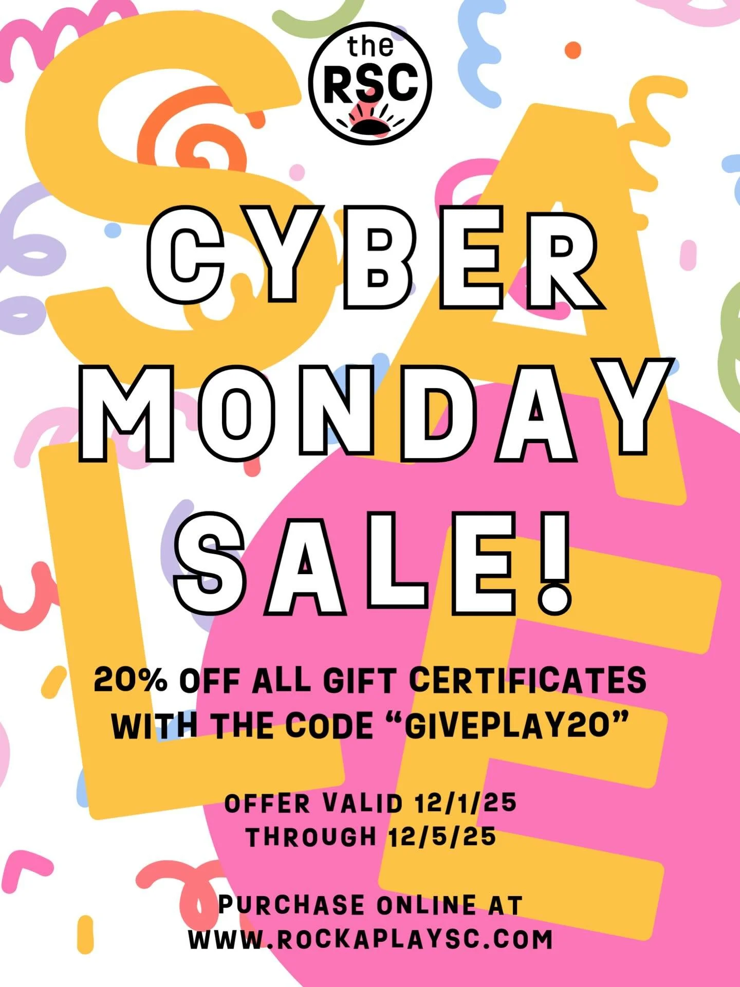 The fun didn&rsquo;t stop with our Black Friday sale&hellip; nope! 😄🌟
Cyber Monday is here to bring even MORE kid-approved deals! 🎉
Shop local this holiday season and give the gift of FUN&mdash;20% off all gift certificates from 12/1&ndash;12/5! ?