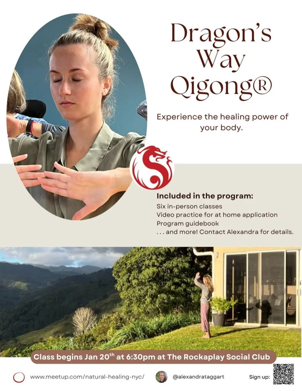 Hey Parents - join us in welcoming Dragon's Way Qigong classes at Rockaplay 😊 Sign up directly with Alexandra (via the QR on her flyer)
This healing program begins Jan 20 🤍