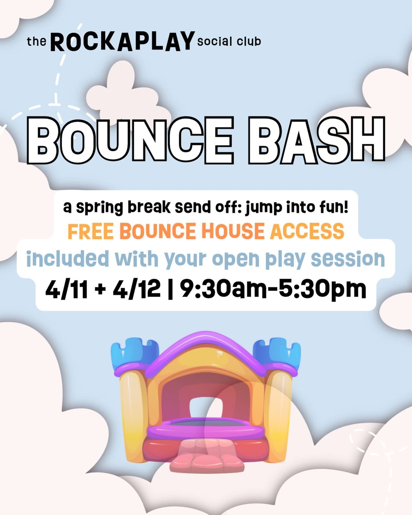 🌟 Fun weekend ahead 🌟
Join us for our bounce bash all weekend long - a spring break send off!! 🤸🏰🥳
