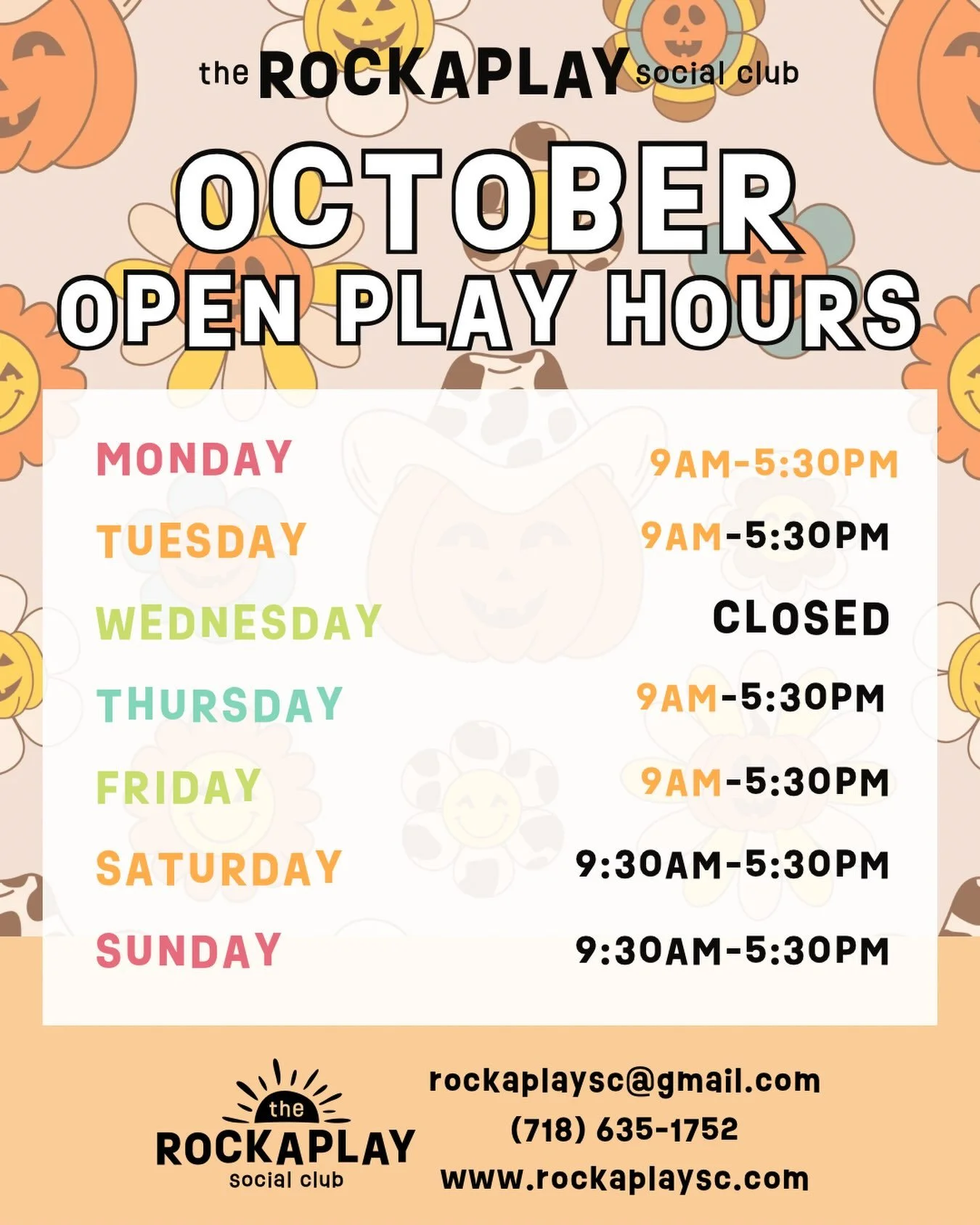 New weekday hours starting tomorrow! 🎃💕