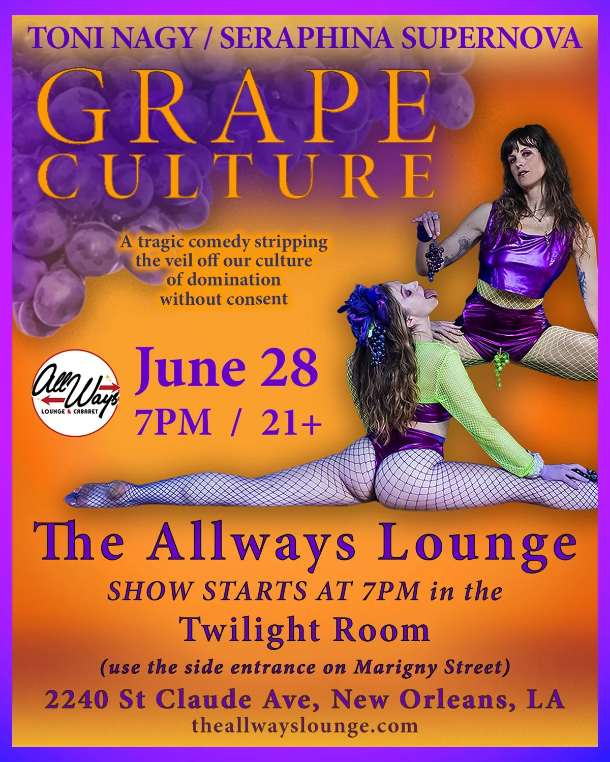 6/28 Grape Culture at The AllWays Lounge & Cabaret in New Orleans