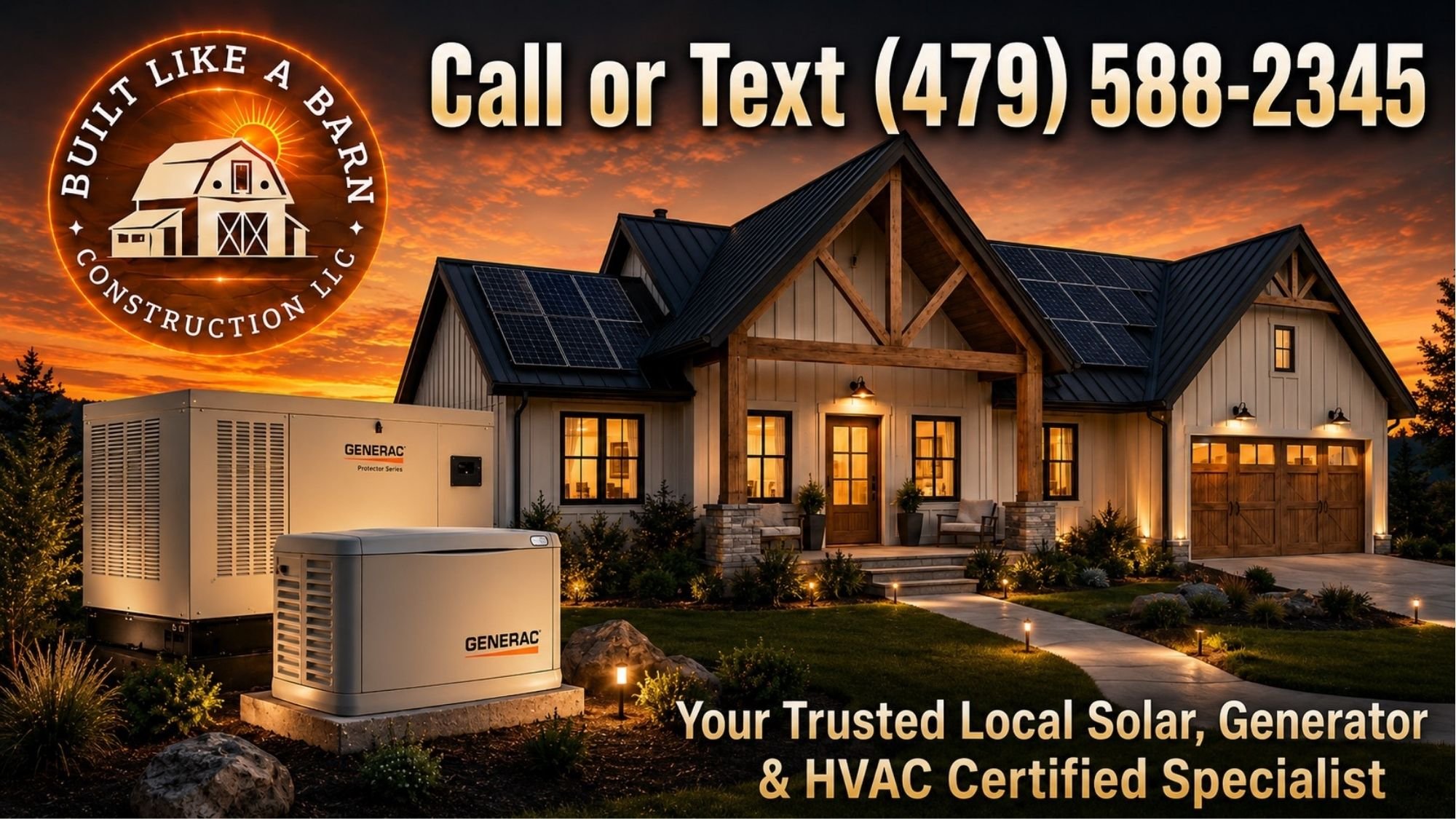 Built Like A Barn solar, Generac generator installation, service and HVAC specialist serving Joplin, Monett, Southwest Missouri and Northwest Arkansas.