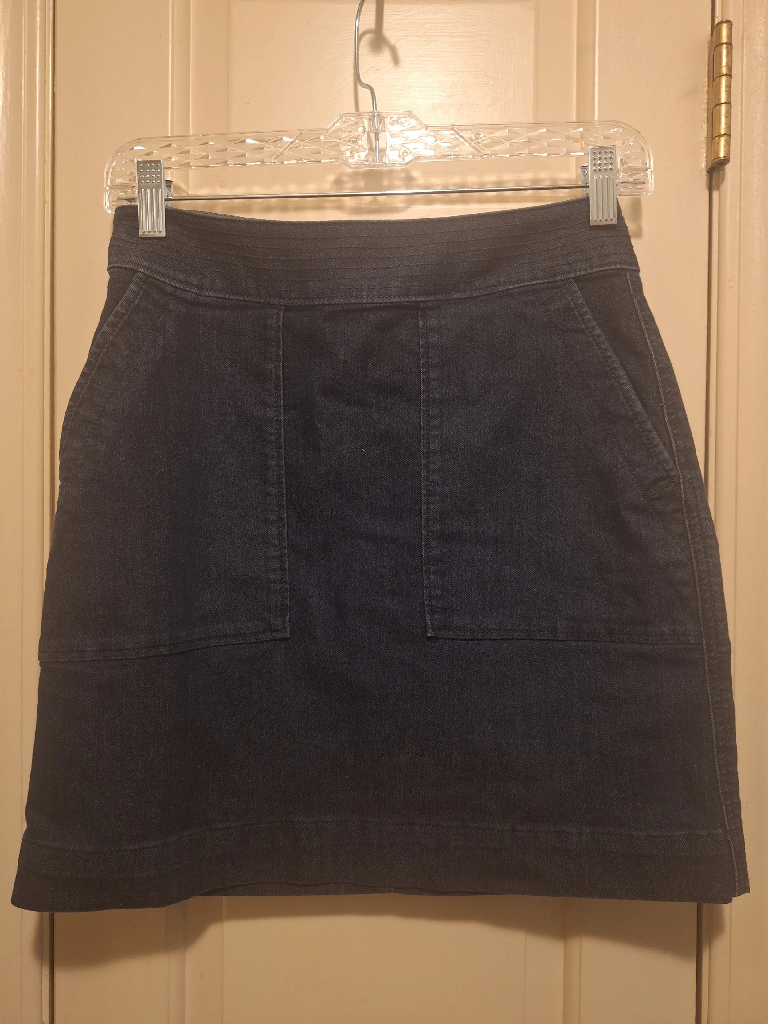 LOFT, Mini Dark Denim Petite Skirt, Size 0