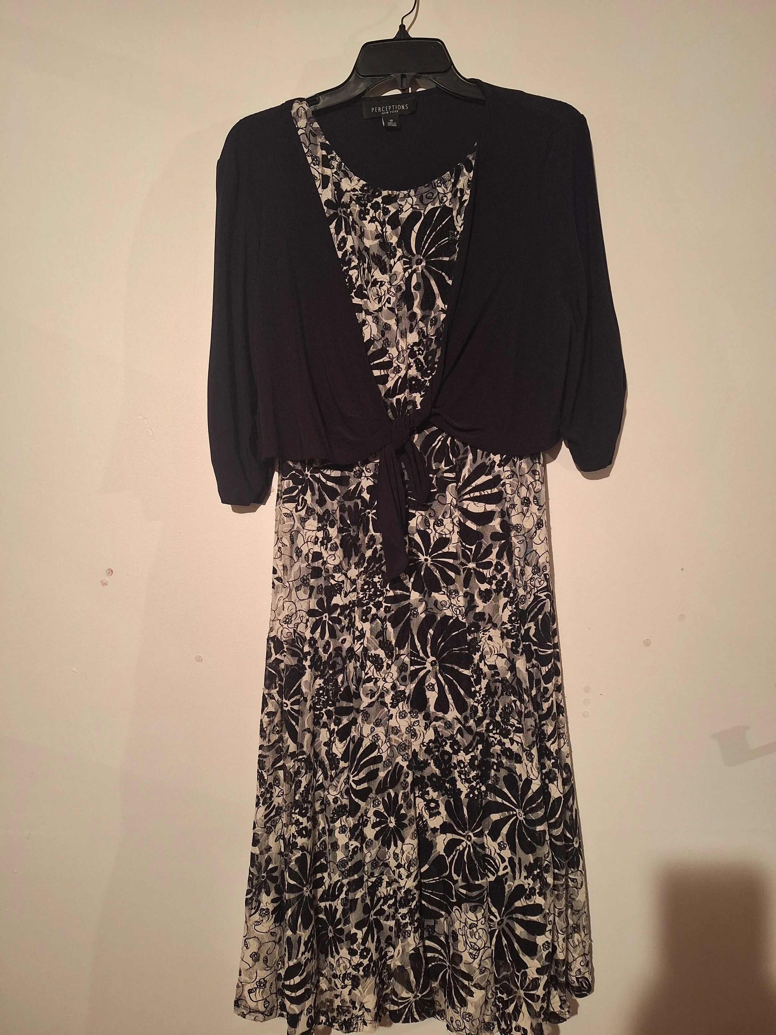 Perceptions New York, Black and White Timeless Floral Dress
