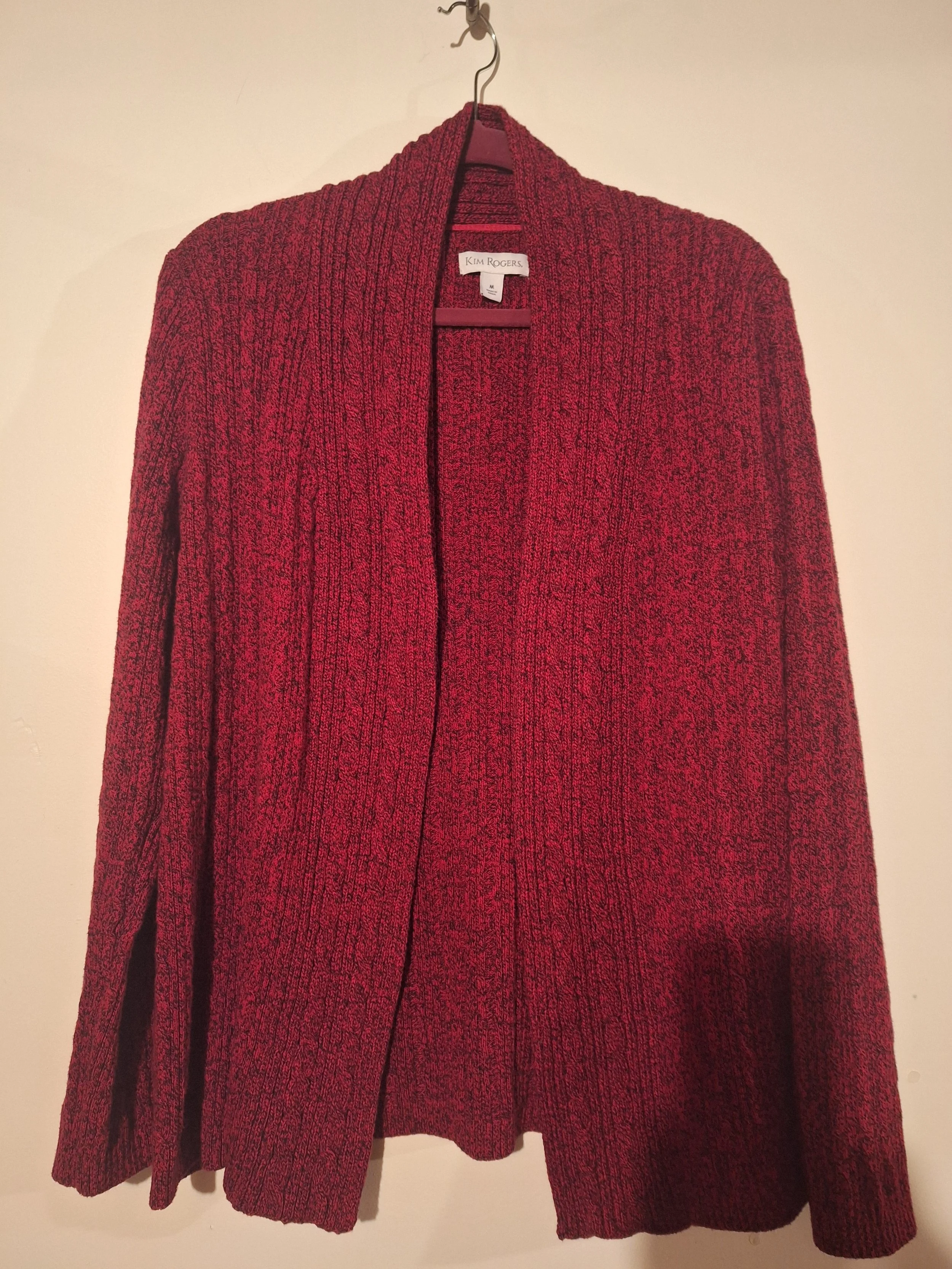 Vibrant Red Textured Knit Cardigan