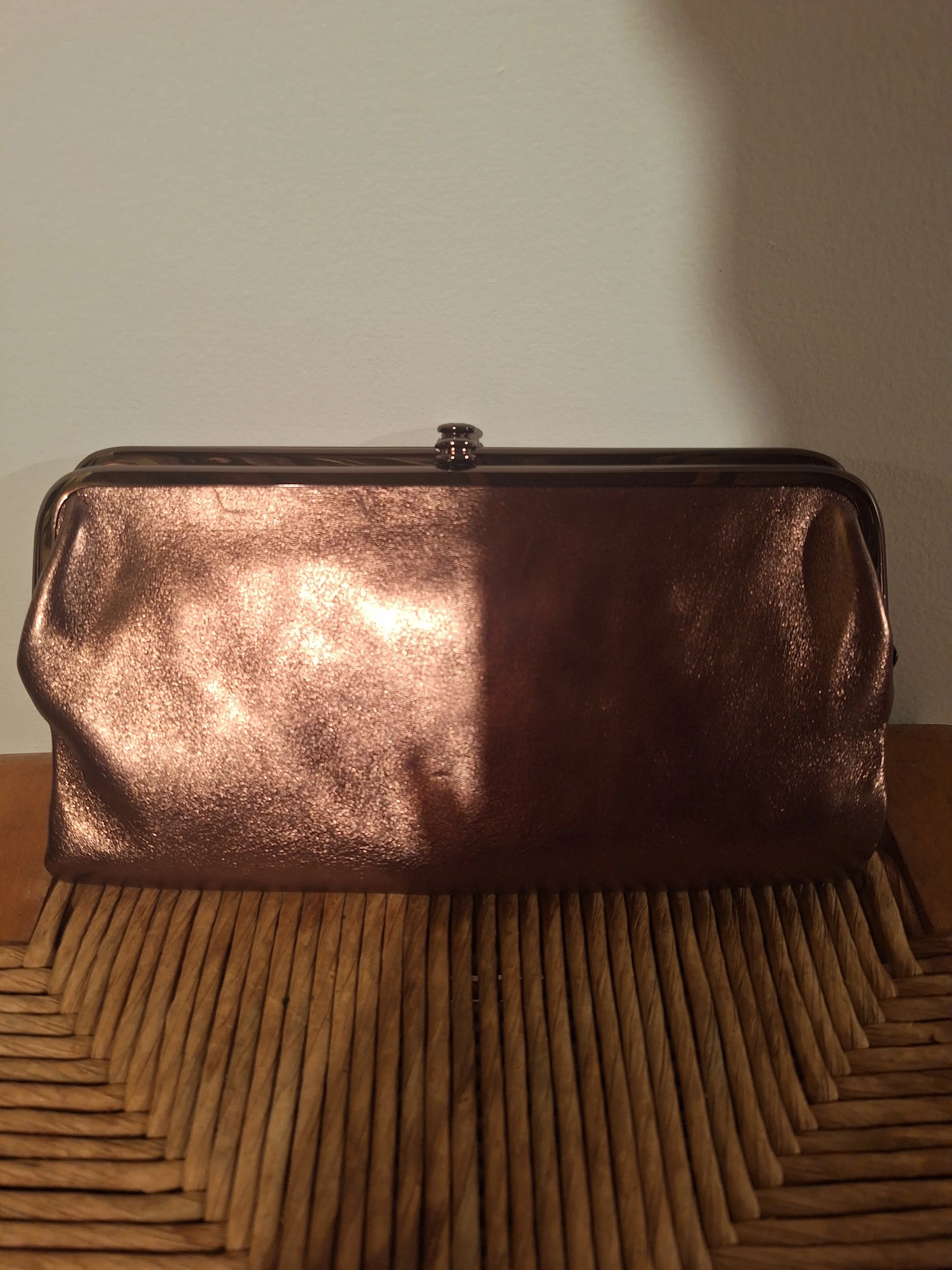 Hobo Lauren Leather Clutch, Glam Metallic Bronze Evening Clutch