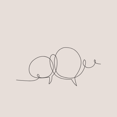 Two overlapping speech bubbles drawn with a continuous line on a plain background.