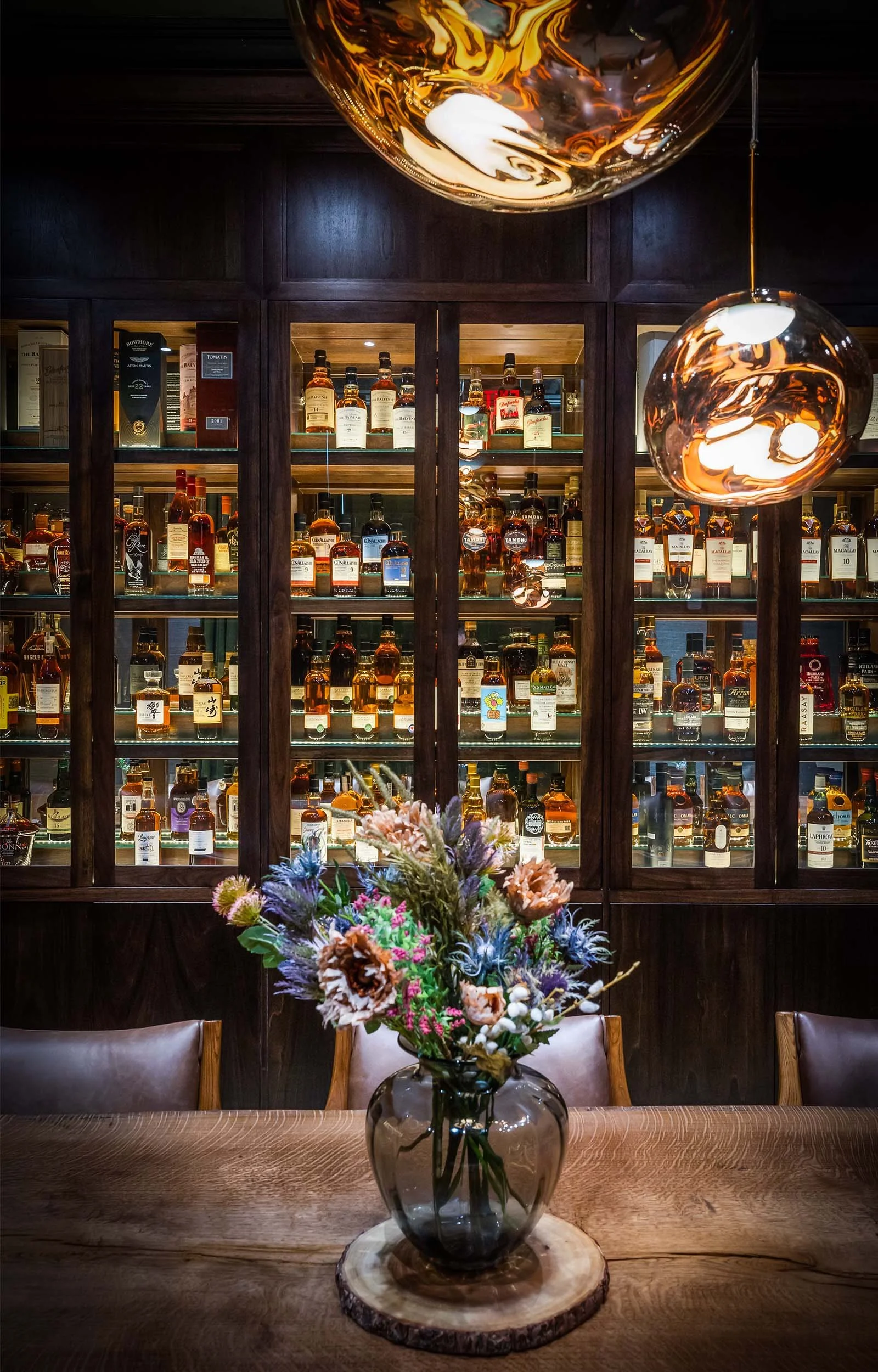 Luxury whisky service in The Woodlands private room at Cask