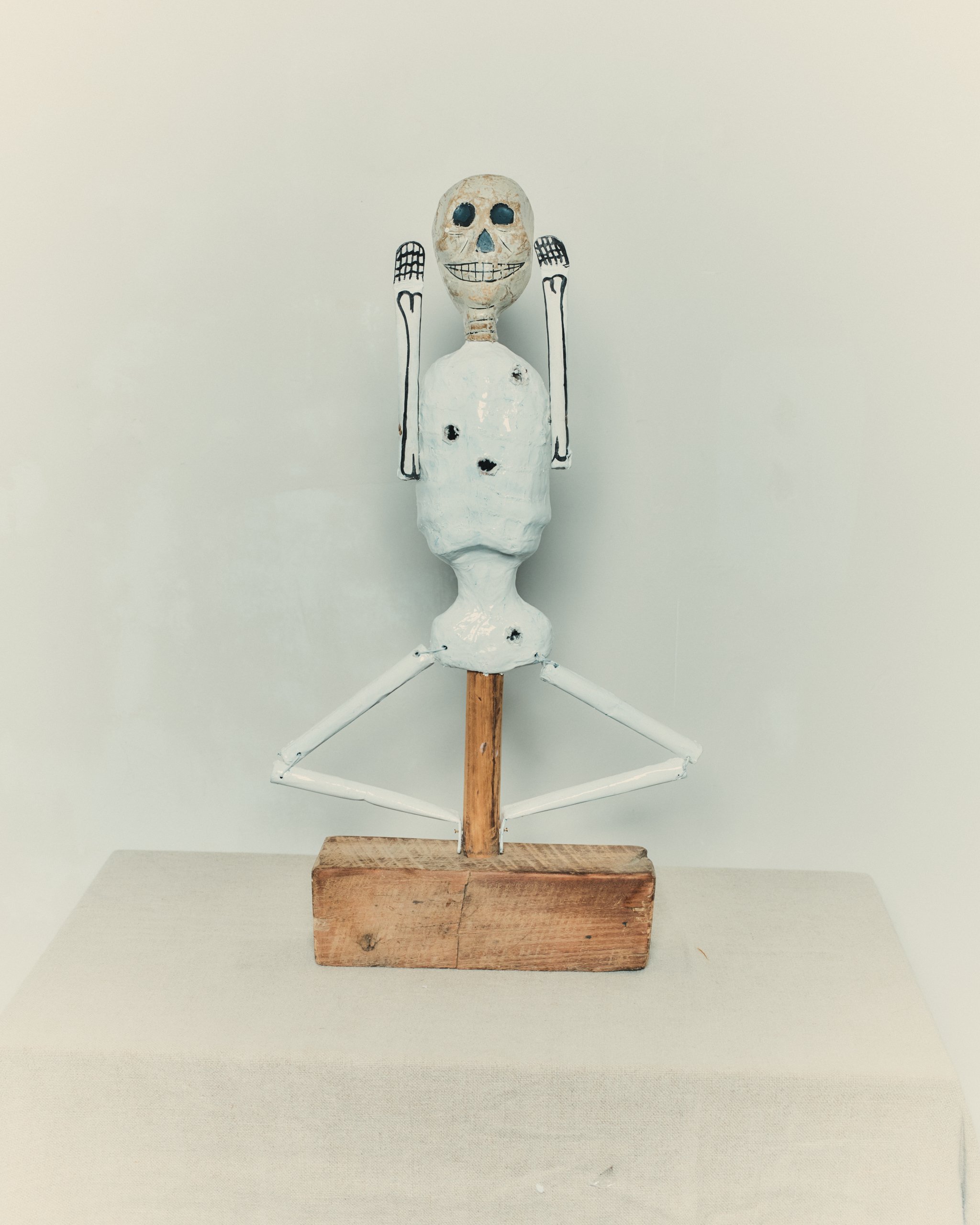 I Ain't Dead Yet, 50  x 20 x 10cm, paper mache, timber, paint, brass tacks,2025