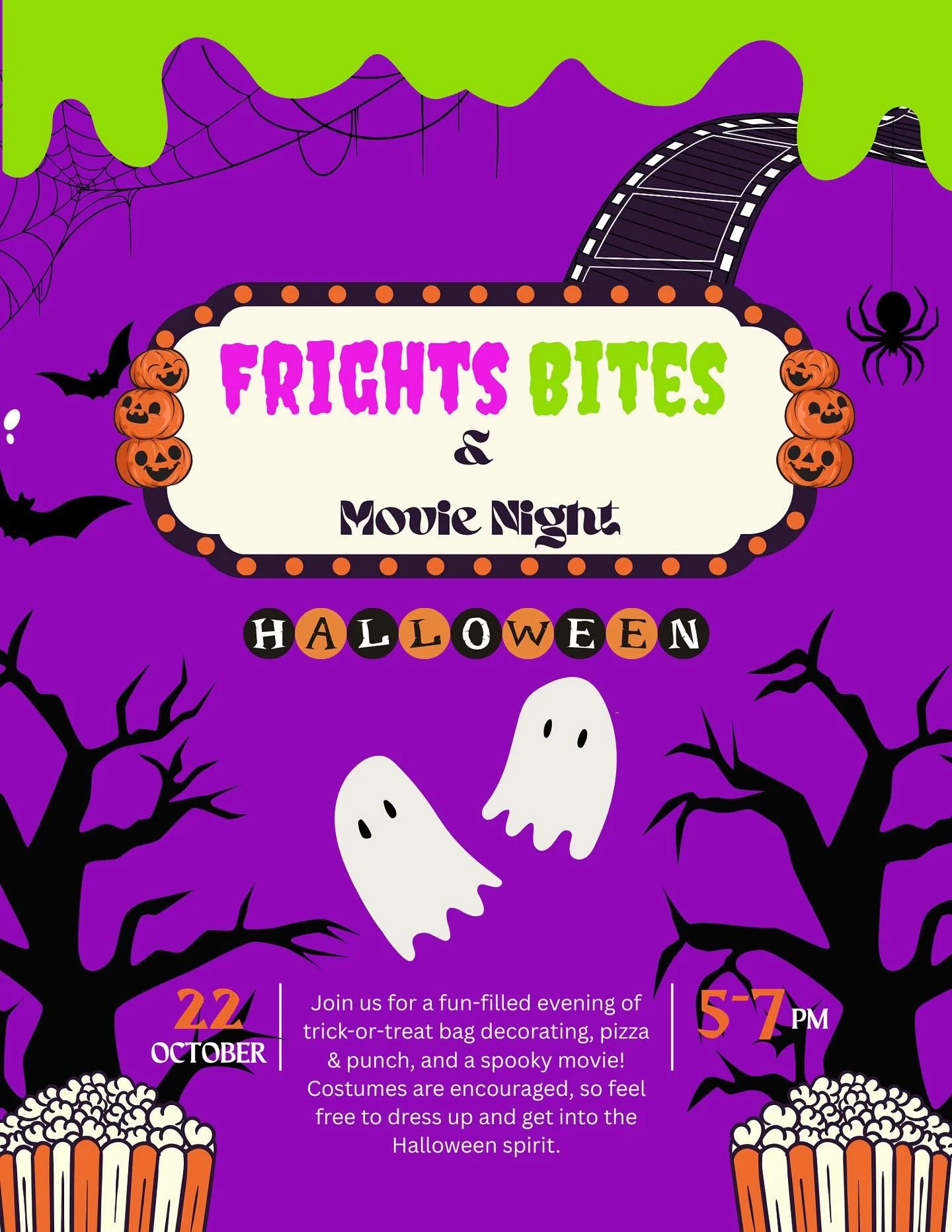 🎃👻 Join us tomorrow for Frights, Bites &amp; Movie Night in the clubhouse from 5&ndash;7 PM! 🍿🕯️
Come enjoy spooky snacks, good company, and a Halloween movie to get you in the spirit! 🎥✨
#BuckstoneFlats #ResidentEvent #MovieNight #HalloweenFun