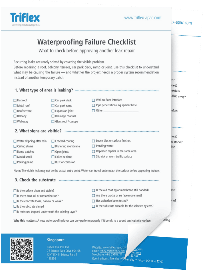 Triflex_Waterproofing Failure Checklist