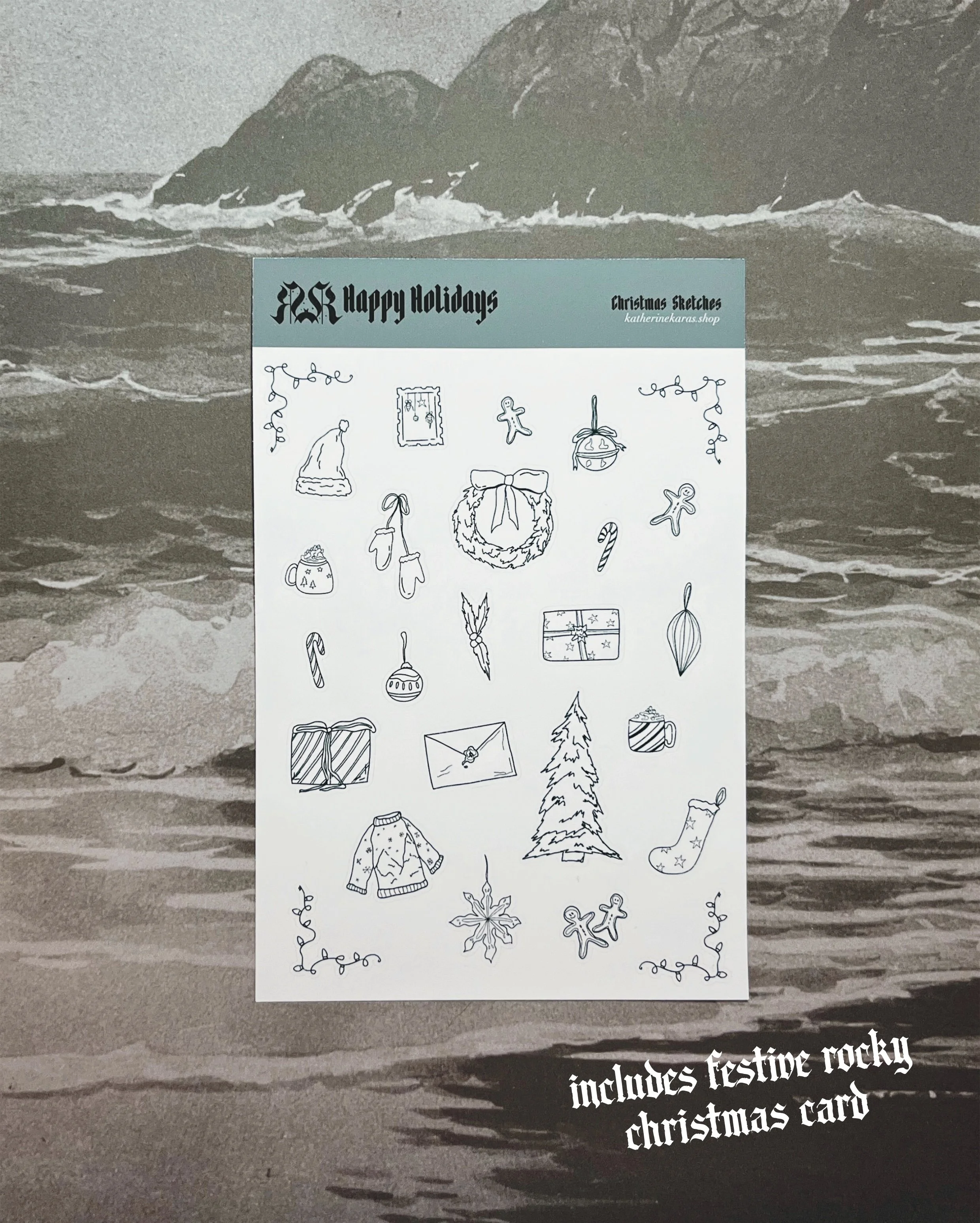 happy holidays ➤ christmas sketches ✸ sticker sheet