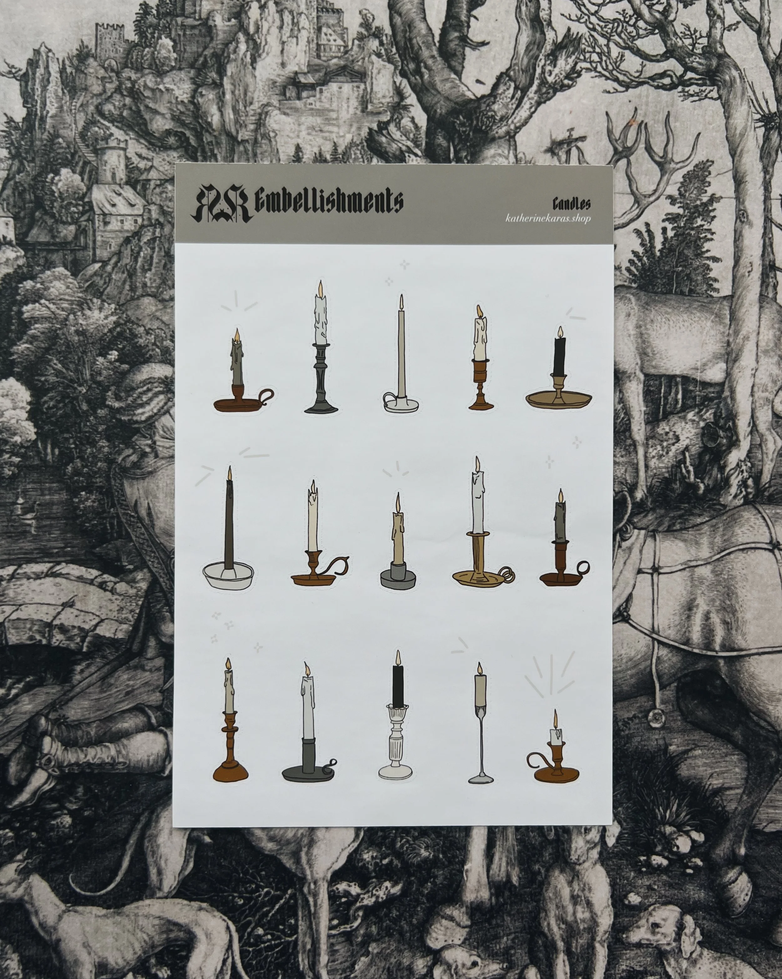 embellishments ➤ candles ✸ sticker sheet
