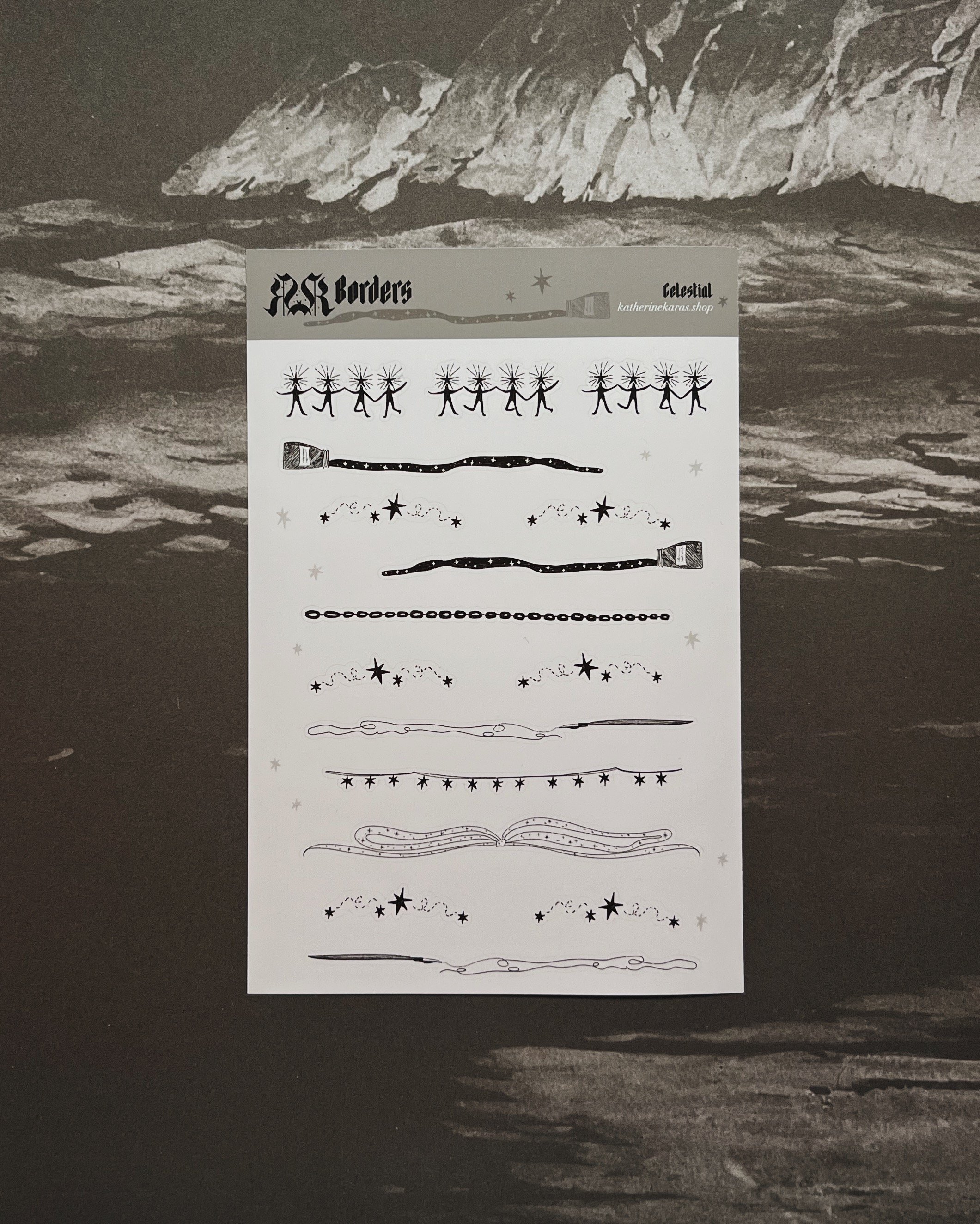 borders ➤ celestial ✸ sticker sheet
