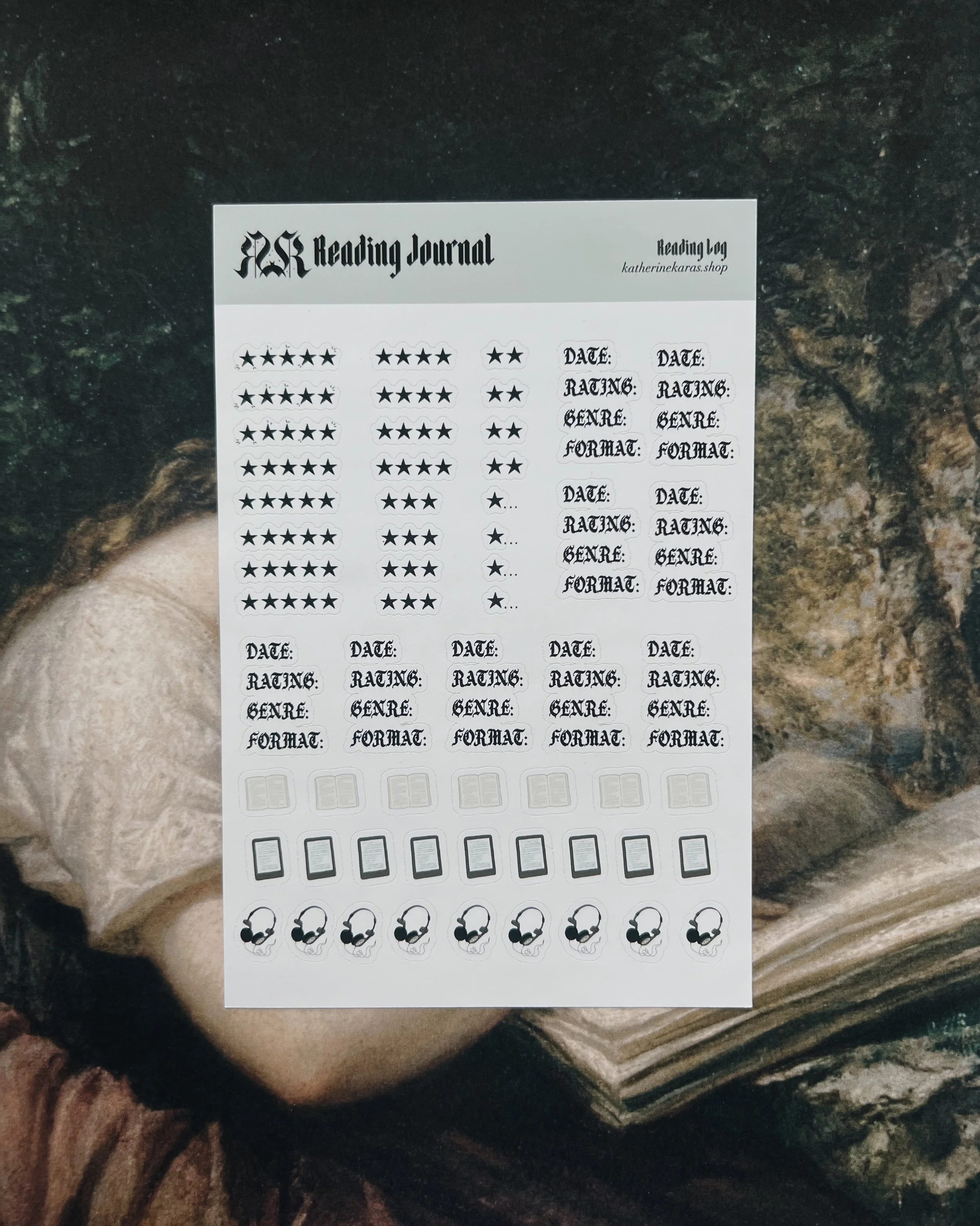 reading journal ➤ reading log ✸ sticker sheet