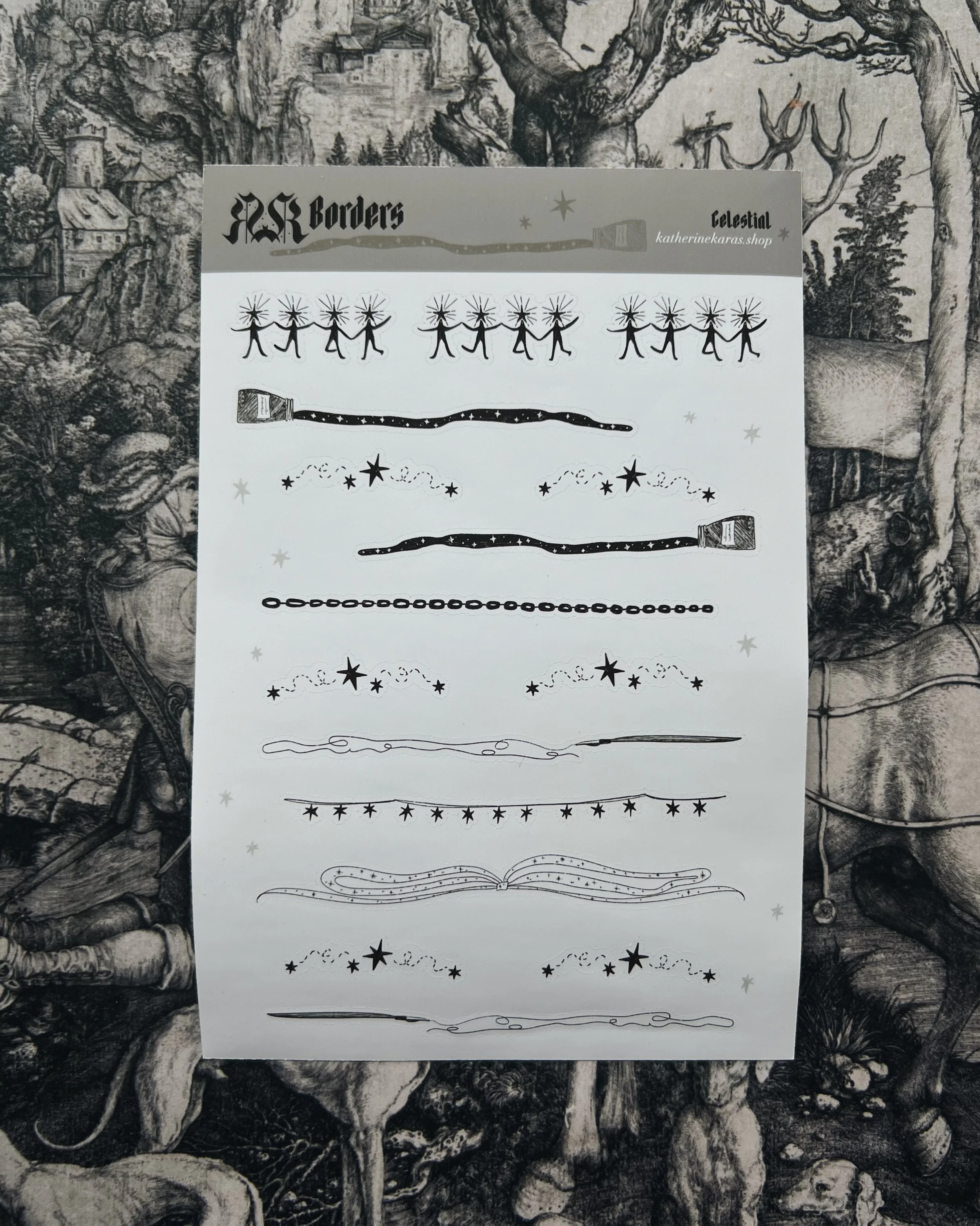 borders ➤ celestial ✸ sticker sheet