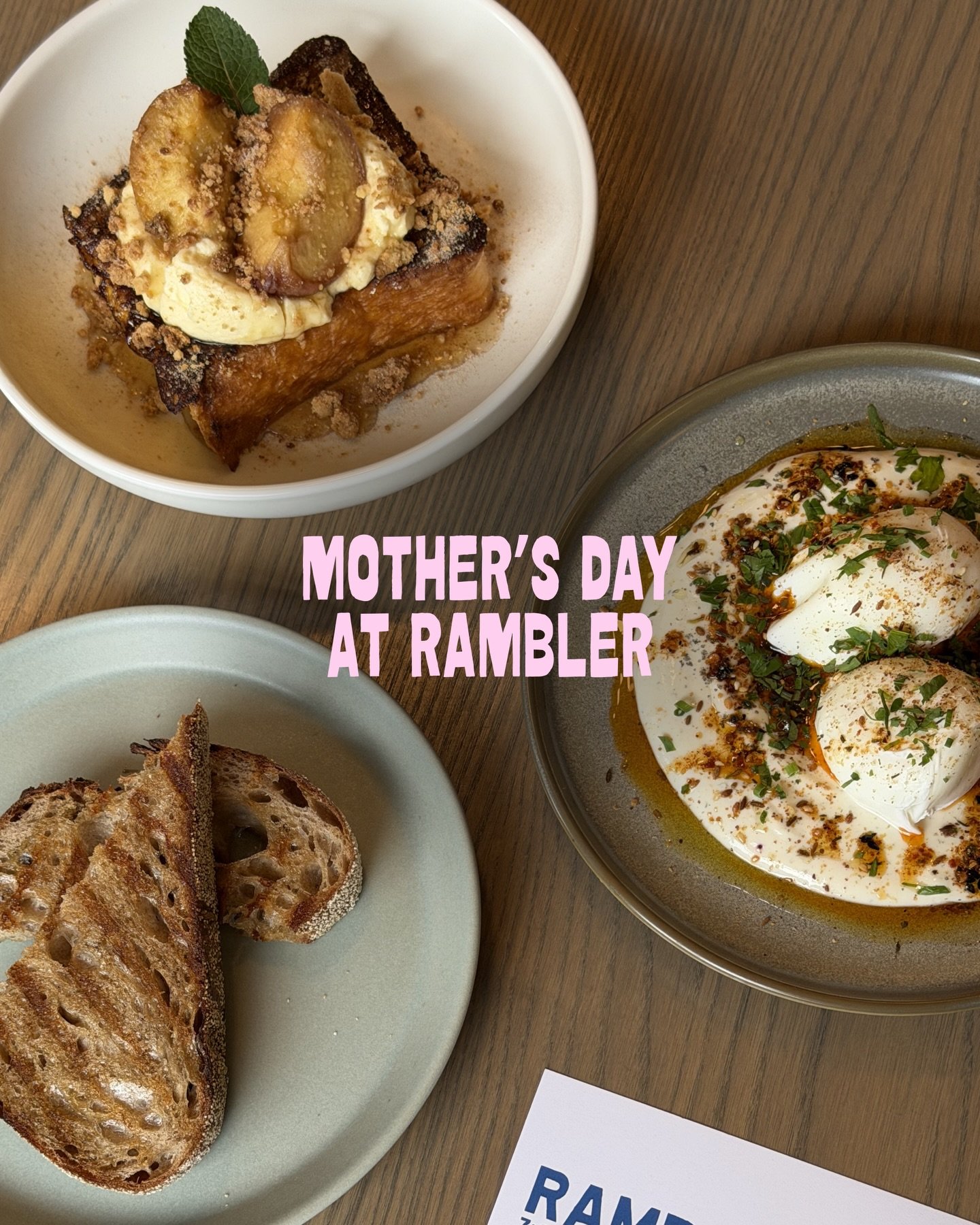 Treat mum this Mother&rsquo;s Day with a date at Rambler &hearts;️

Choose between:
🥂 Our brunch menu with a complimentary glass of bubbles (available 7am&ndash;2pm)

OR

🍸 2 hours of Spritz &amp; Bitz for $59pp (available from 11:30am &lsquo;til l