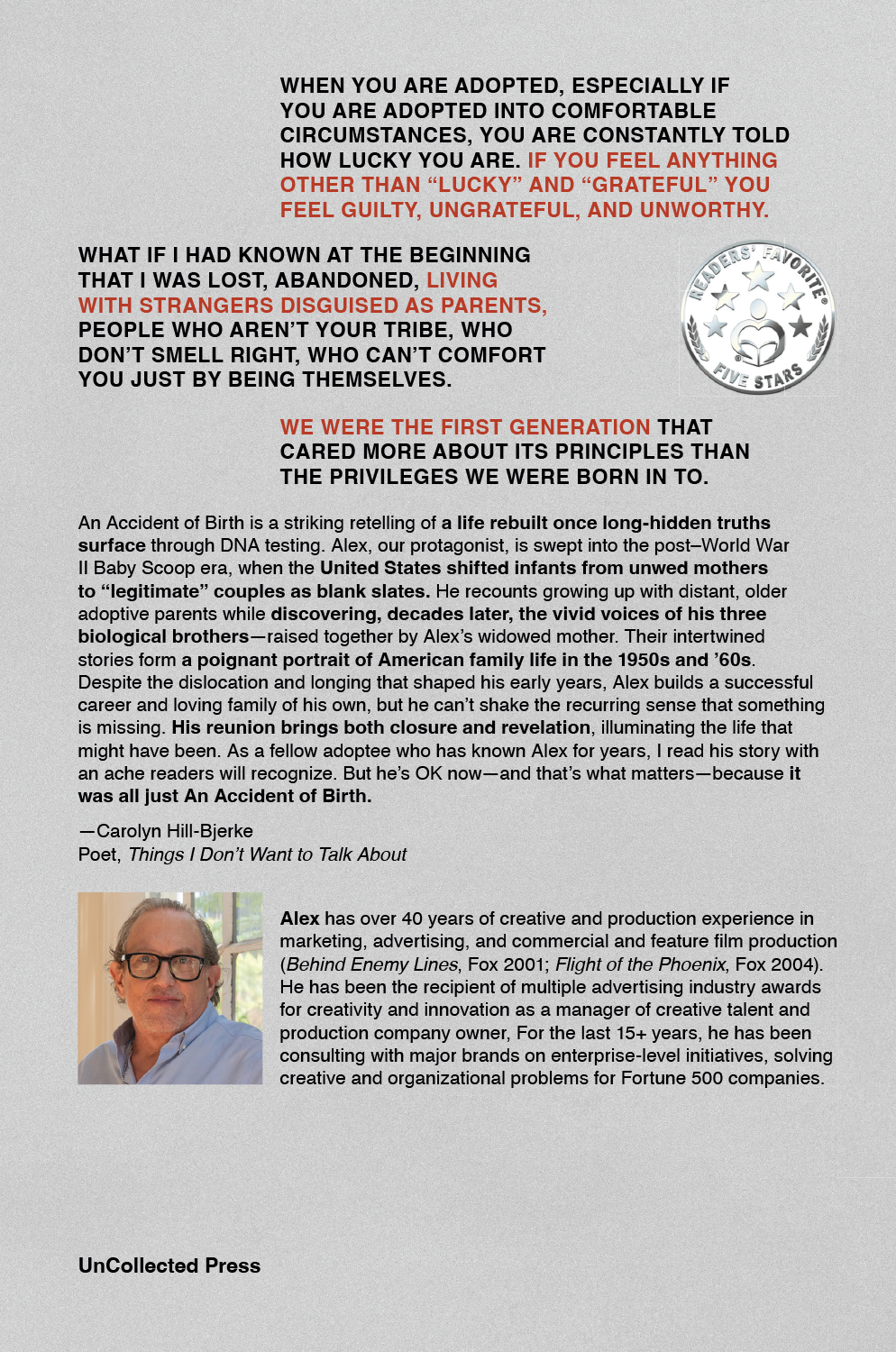 An Accident of Birth by T. Alex Blum, Back