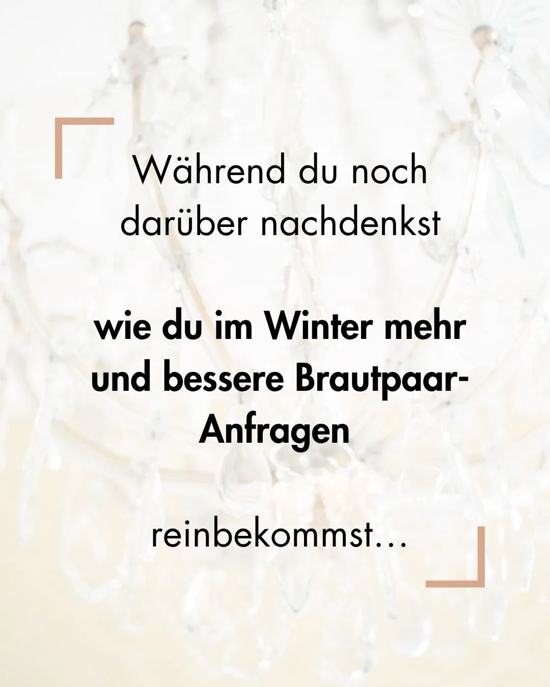 👉 Um mehr Brautpaar-Buchungen reinzubekommen solltest du aus jeder Hochzeit gutes Material f&uuml;r dein Marketing sch&ouml;pfen und es gekonnt einsetzen!!! 

Damit machst du deine Hochzeitsdienstleistung greifbar und einzigartig!

🤔Und ohne dem,
