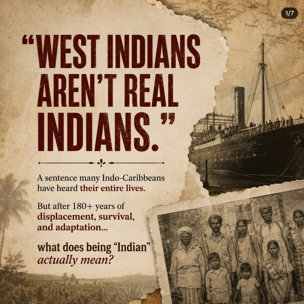 &ldquo;WEST INDIANS AREN&rsquo;T REAL INDIANS.&rdquo;

Maybe that&rsquo;s because
you were taught that being Indian
only looks one way.

But after 180+ years
of displacement,
colonization,
survival,
and adaptation&hellip;

what survives
becomes sacre