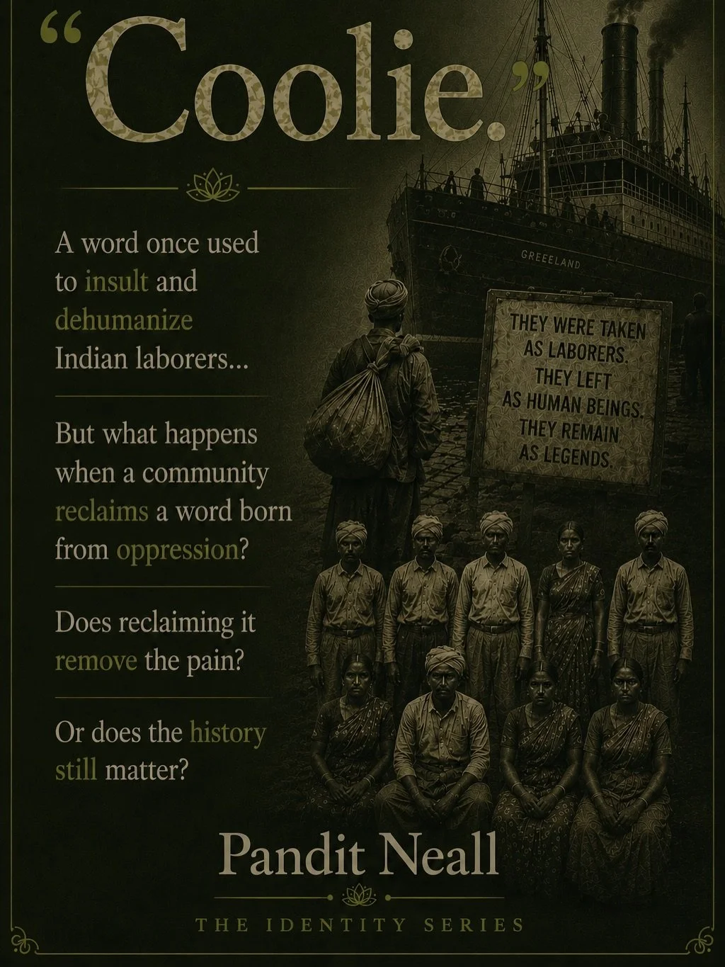 The word &ldquo;Coolie&rdquo; carries history.

For some,
it still feels painful.
A reminder of humiliation, plantation labor, and the way Indians were once viewed across the Caribbean and beyond.

For others,
the word has been reclaimed.
Turned into